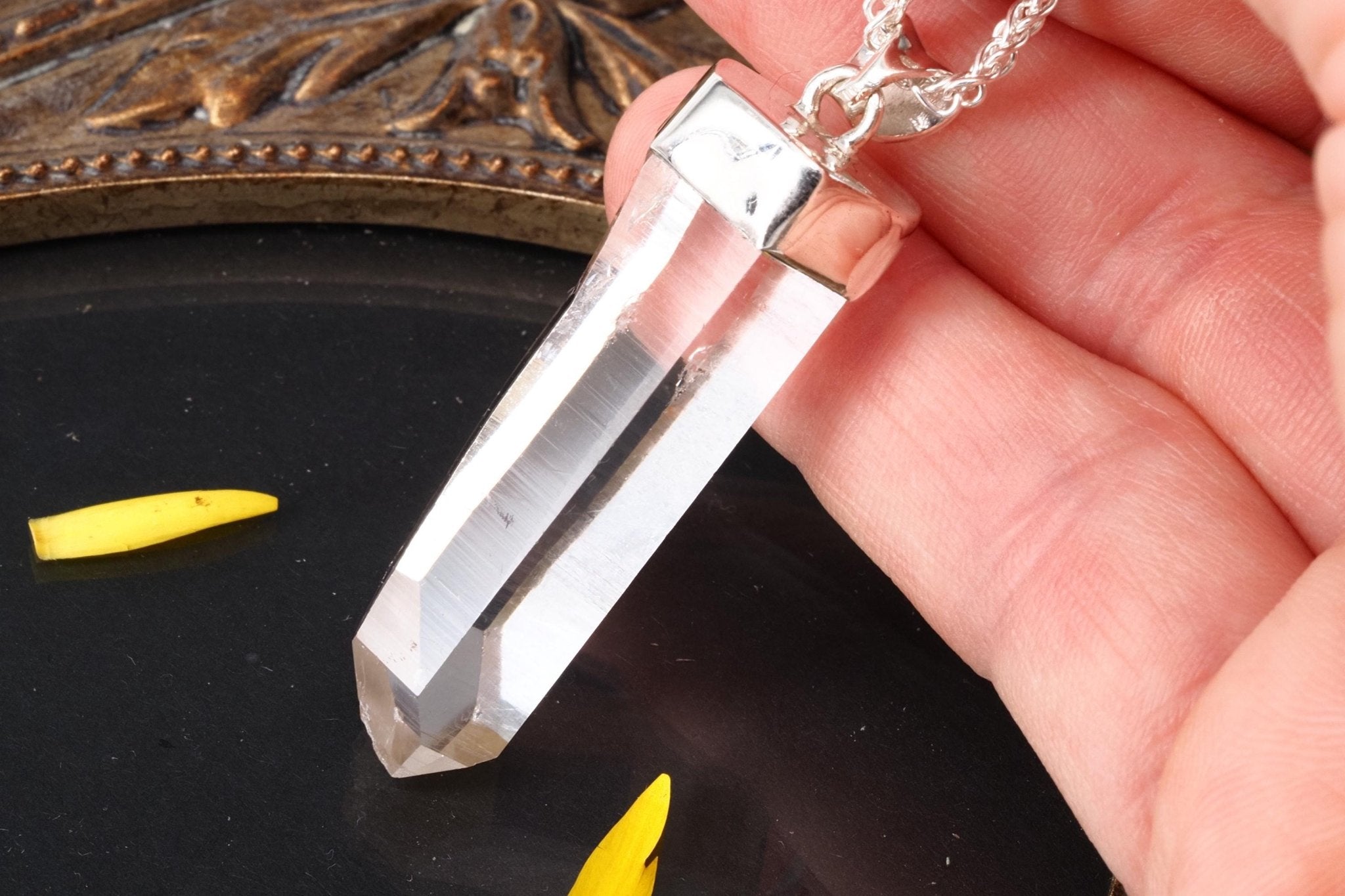 Lemuria Bergkristall Anhänger Silber Länge 50mm mit Öse