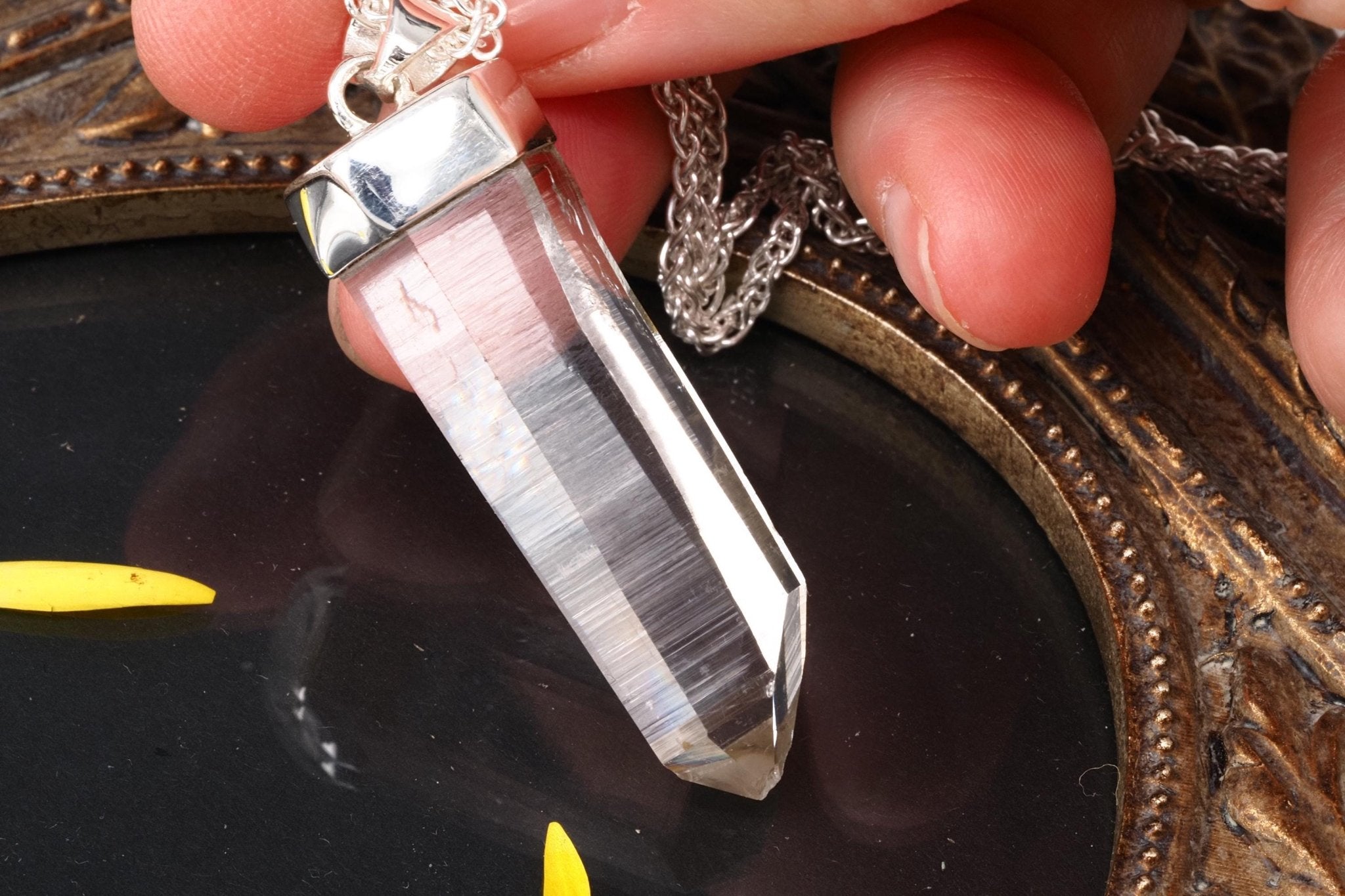 Lemuria Bergkristall Anhänger Silber Länge 50mm mit Öse