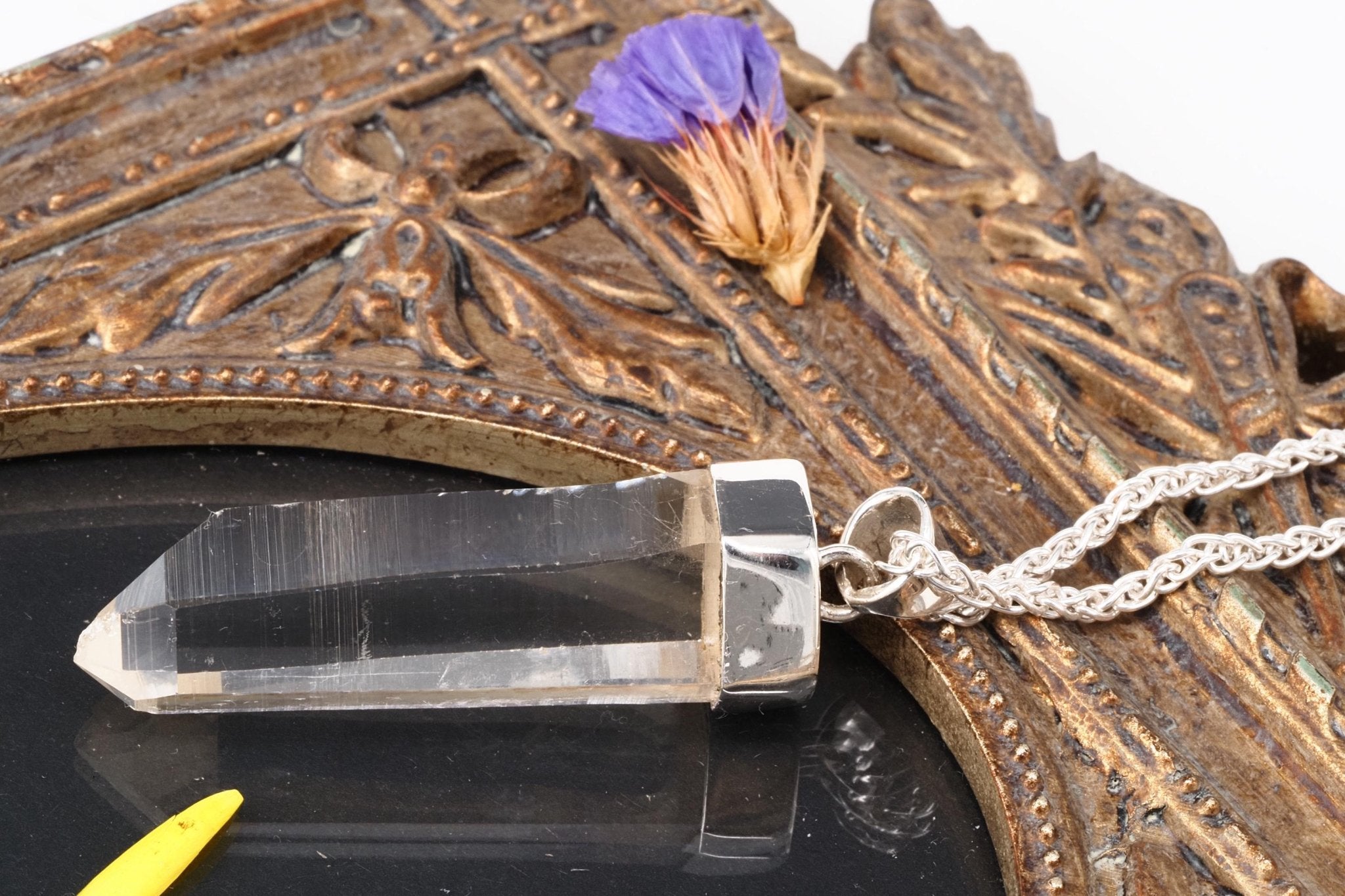 Lemuria Bergkristall Anhänger Silber Länge 50mm mit Öse