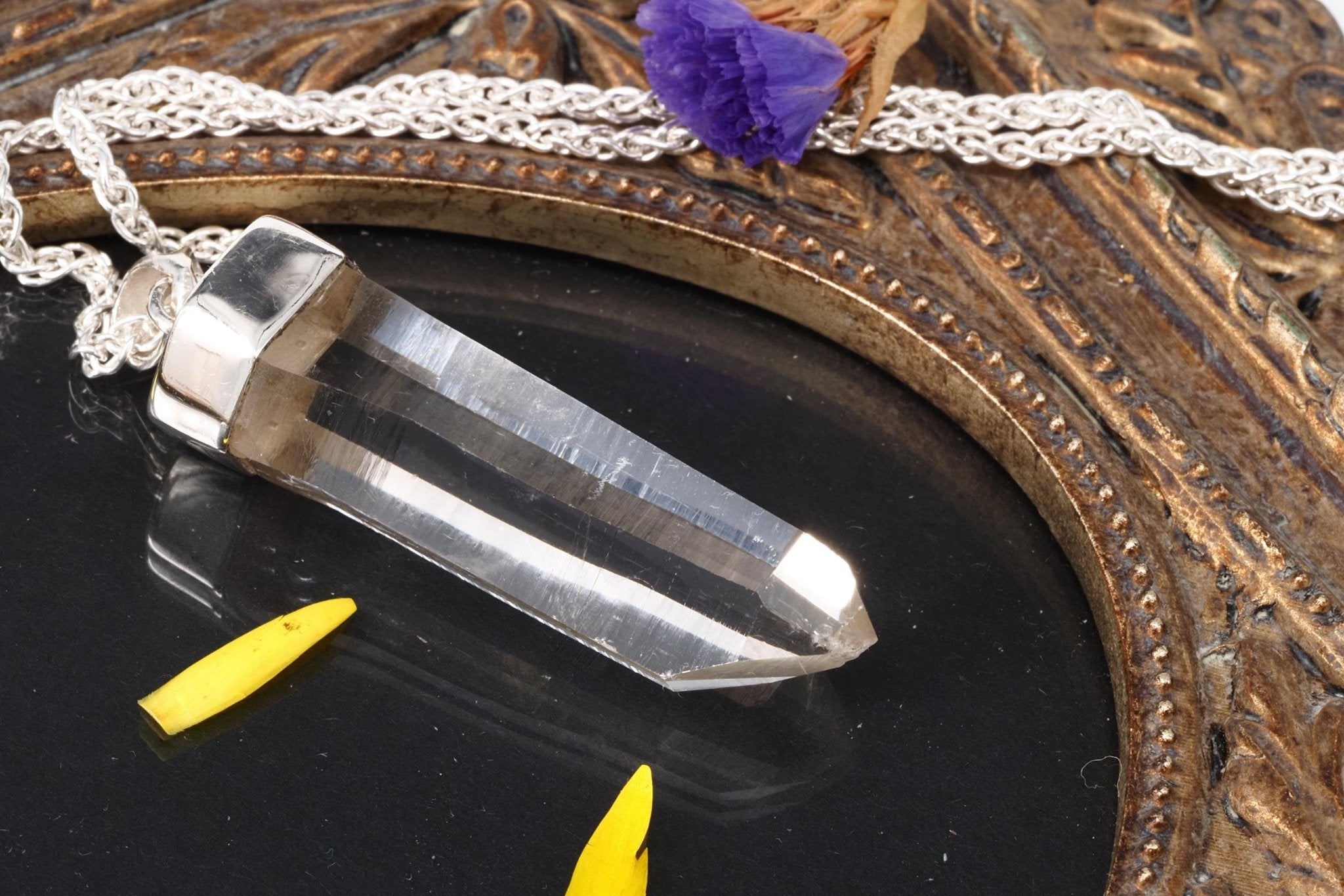 Lemuria Bergkristall Anhänger Silber Länge 50mm mit Öse