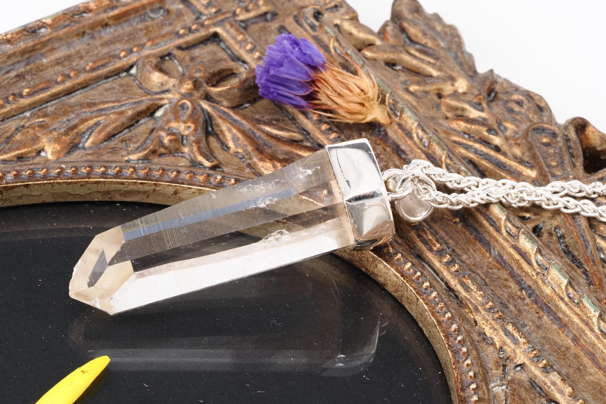 Lemuria Bergkristall Anhänger Silber Länge 50mm mit Öse