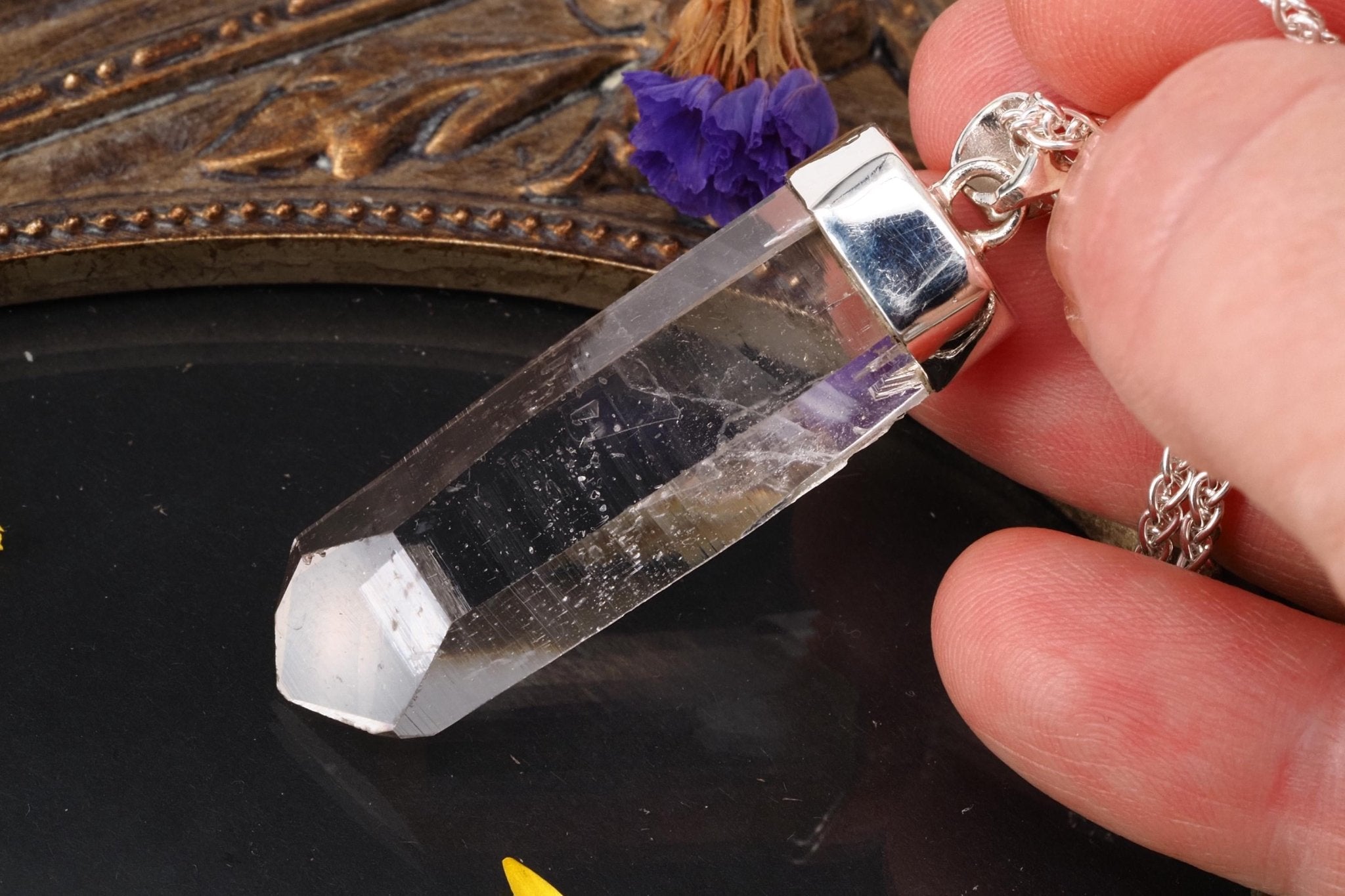 Lemuria Bergkristall Anhänger Silber Länge 51mm mit Öse