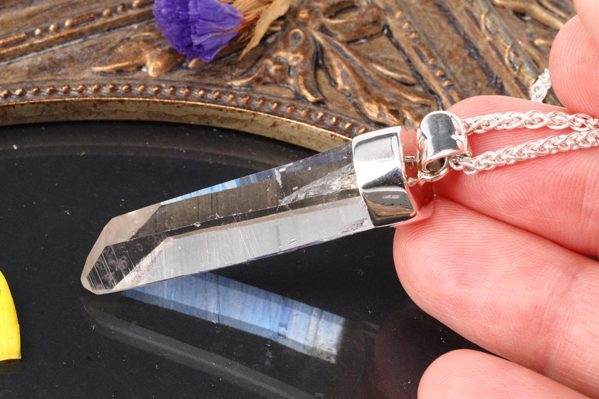 Lemuria Bergkristall Anhänger Silber Länge 52mm mit Öse