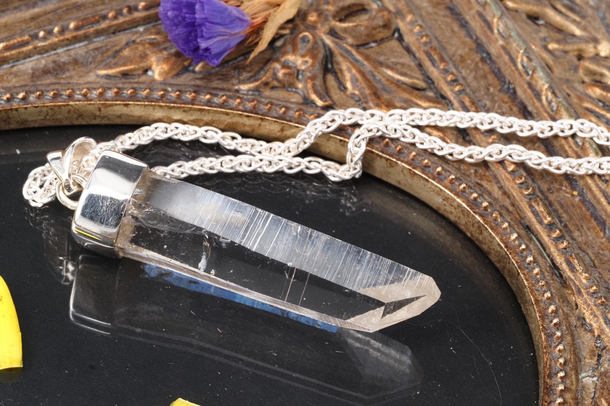 Lemuria Bergkristall Anhänger Silber Länge 52mm mit Öse