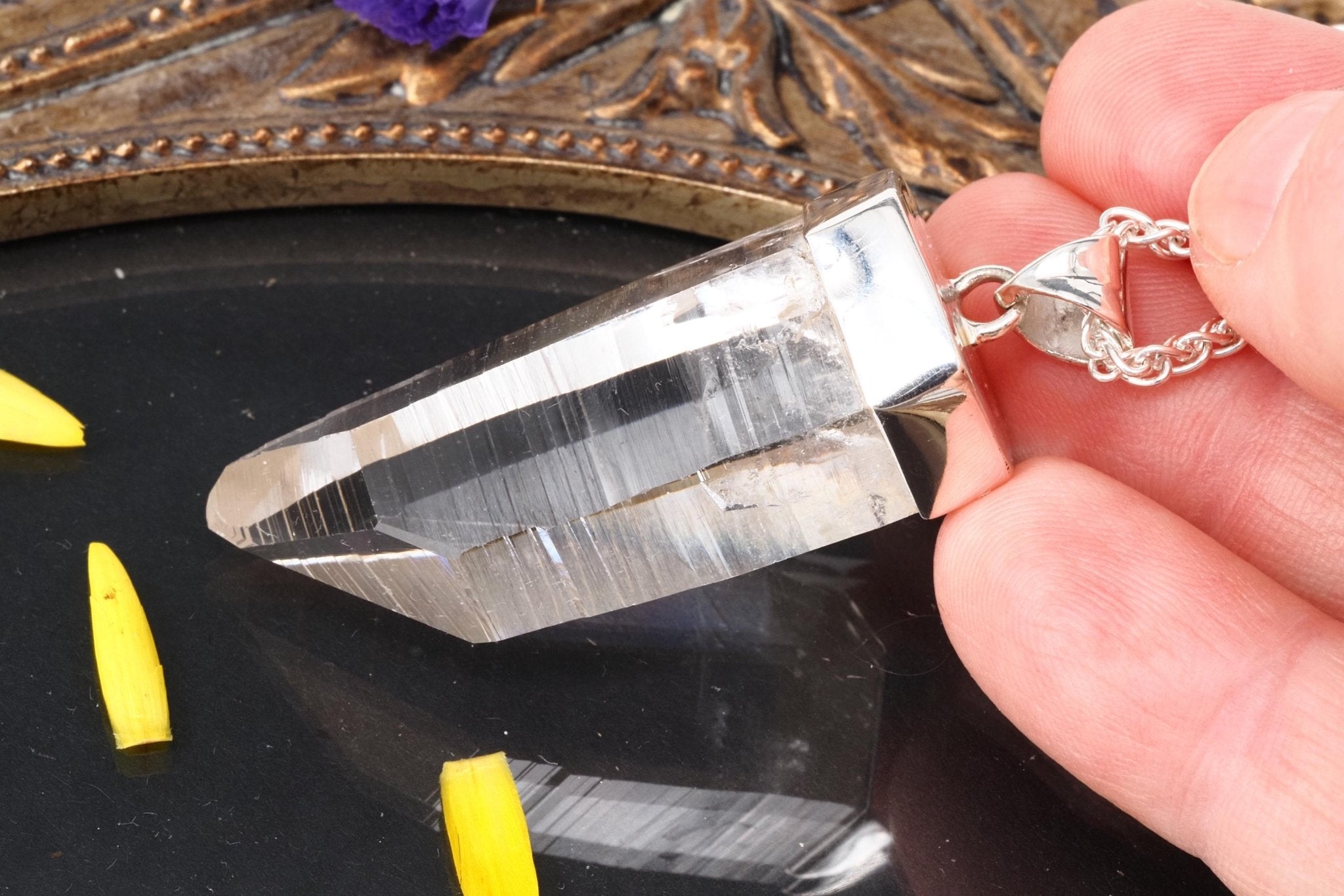 Lemuria Bergkristall Anhänger Silber Länge 53mm mit Öse