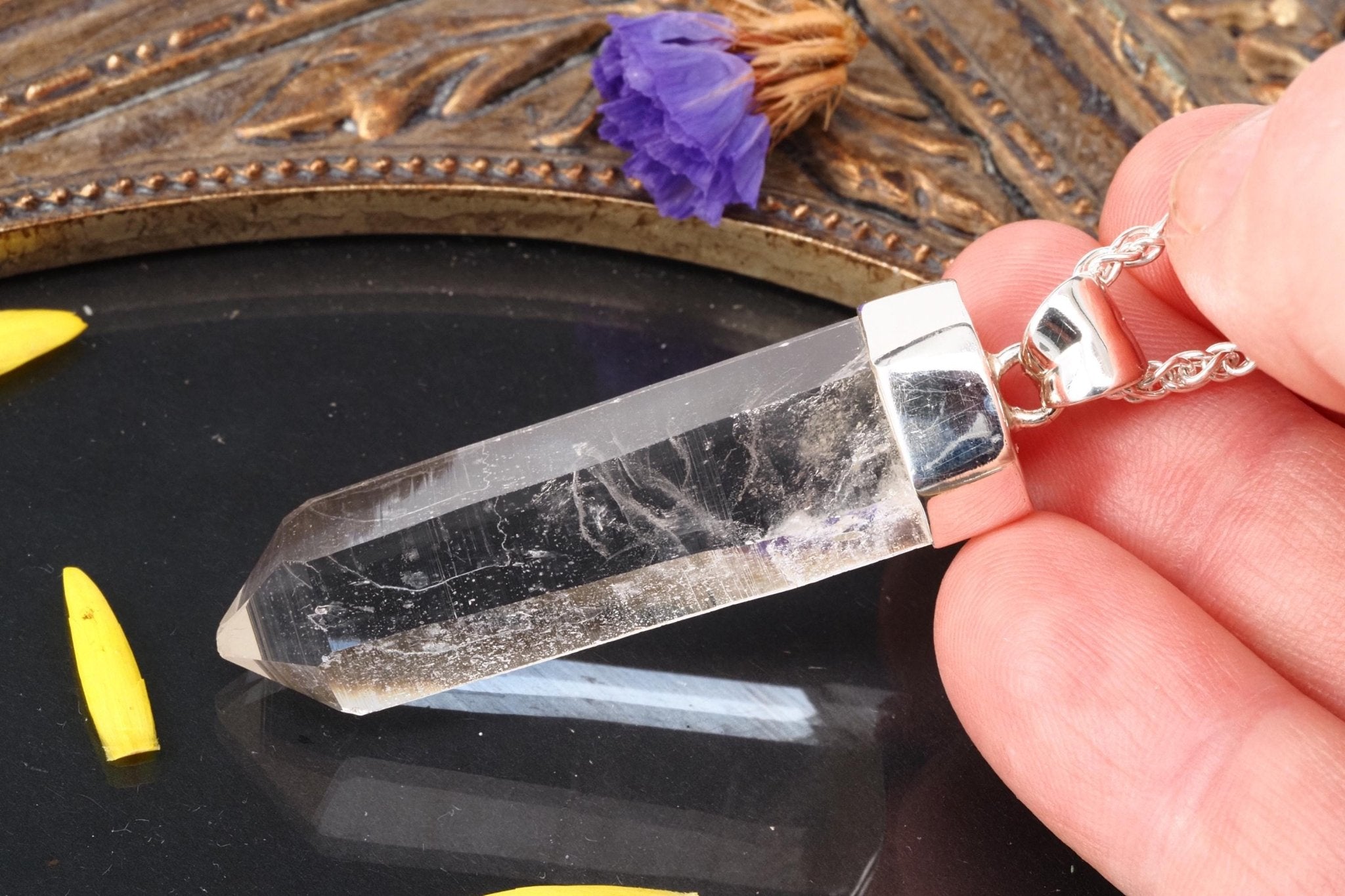 Lemuria Bergkristall Anhänger Silber Länge 54mm mit Öse