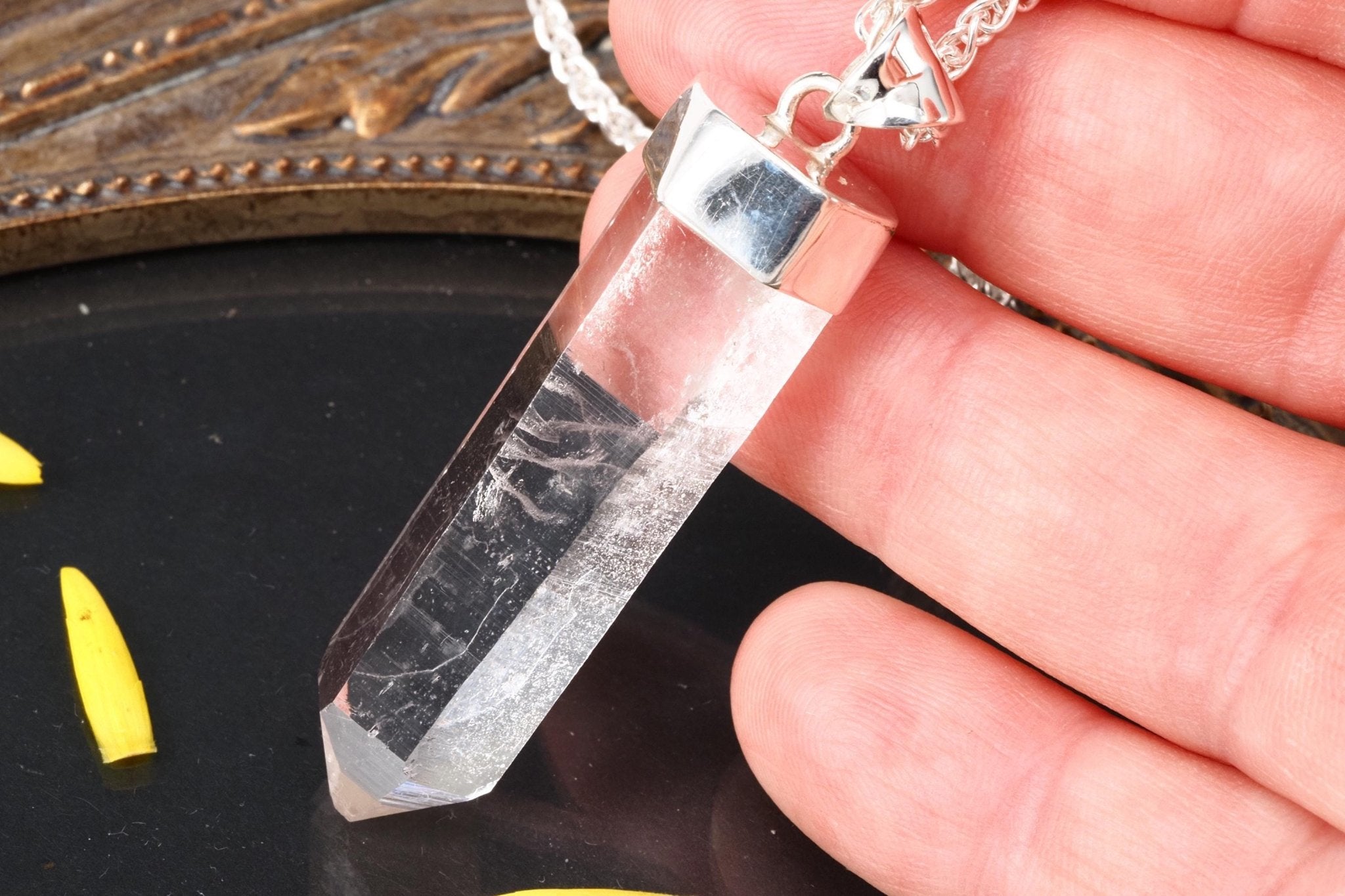 Lemuria Bergkristall Anhänger Silber Länge 54mm mit Öse