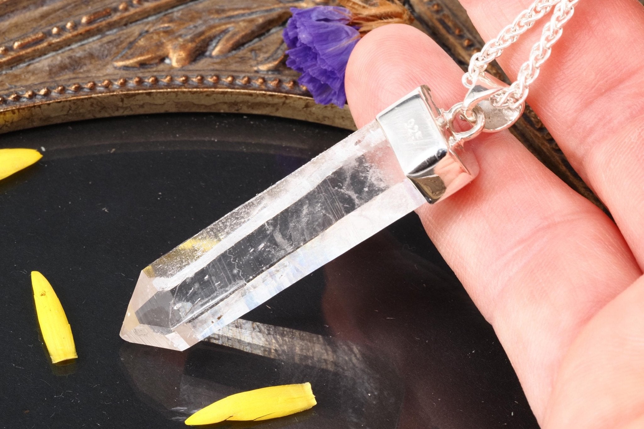 Lemuria Bergkristall Anhänger Silber Länge 54mm mit Öse