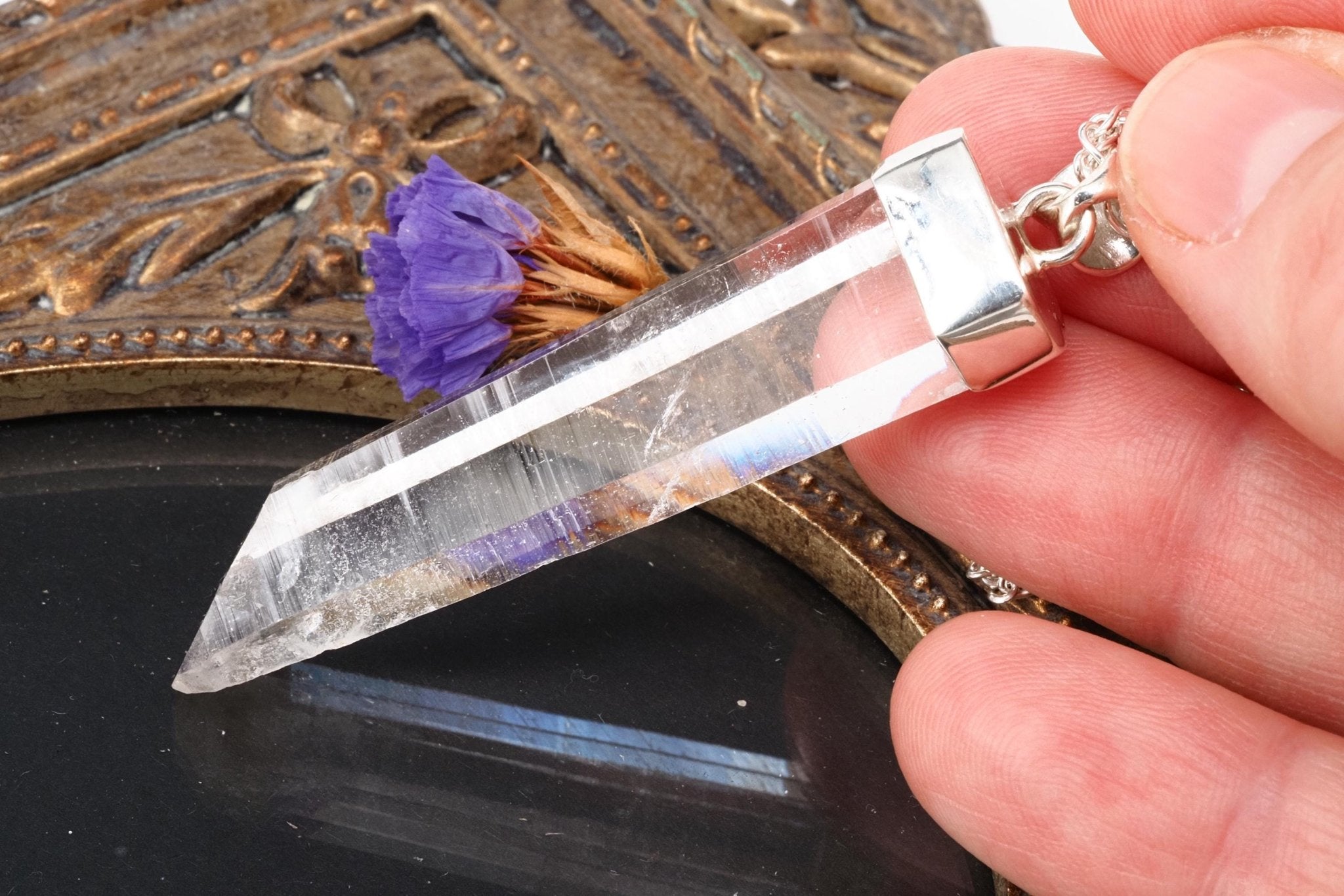 Lemuria Bergkristall AnhÀnger Sterling Silber Kolumbien