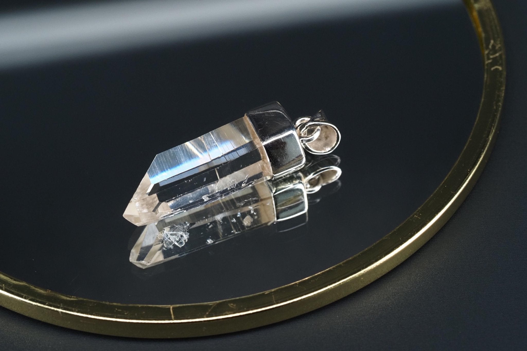 Lemurien Bergkristall Anhänger Silber Länge 36mm mit Öse