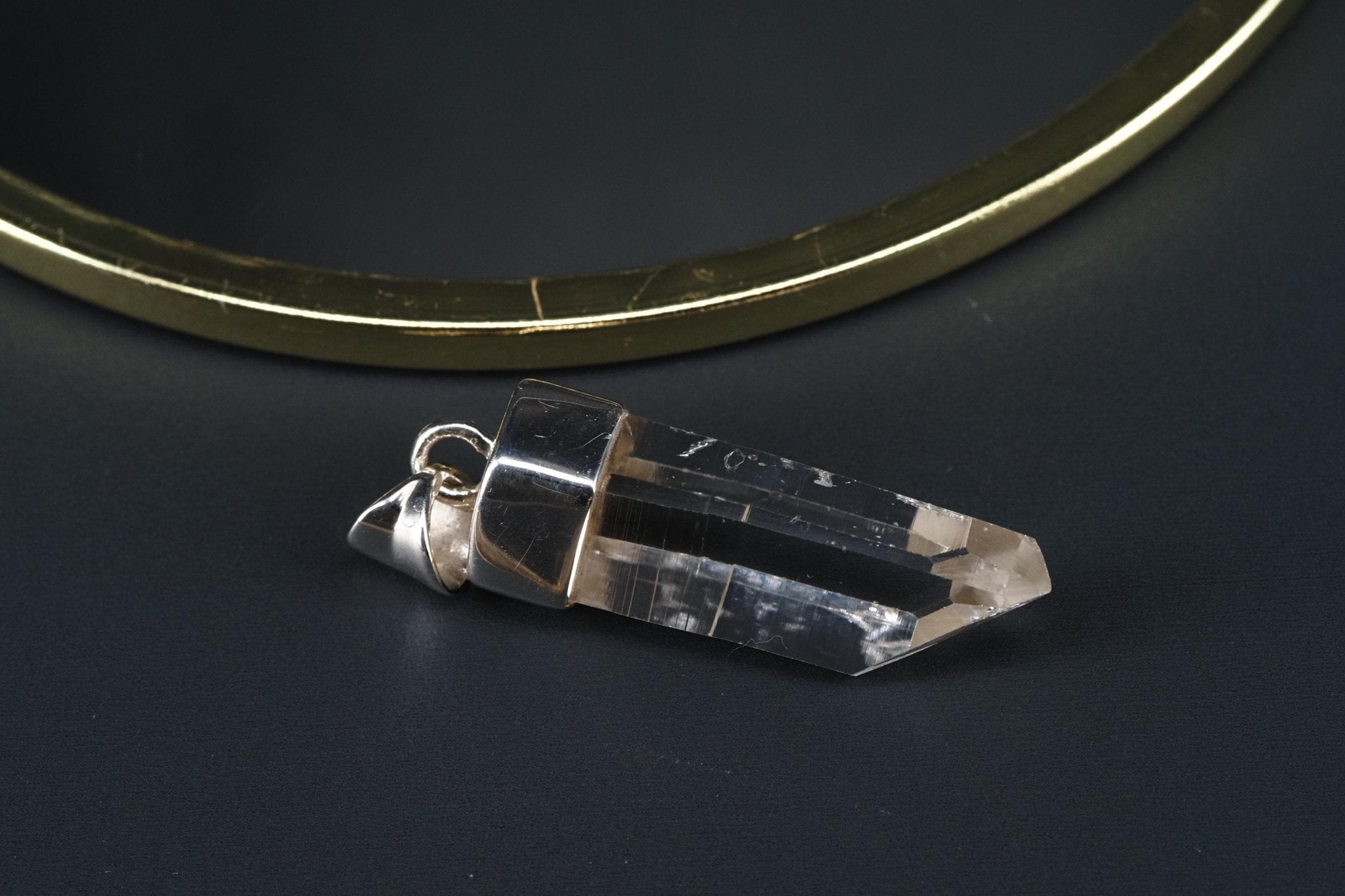 Lemurien Bergkristall Anhänger Silber Länge 36mm mit Öse