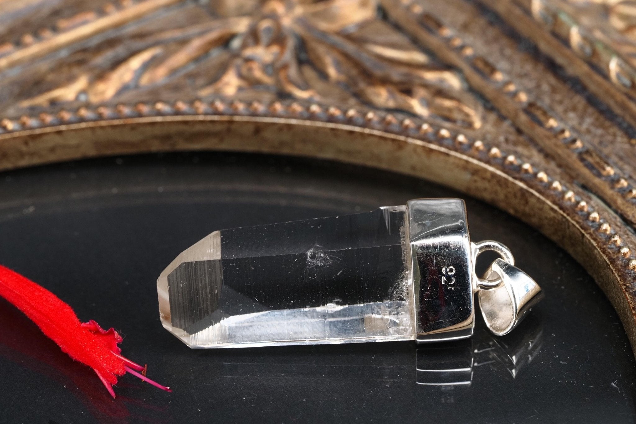 Lemurien Bergkristall Anhänger Silber Länge 37mm mit Öse