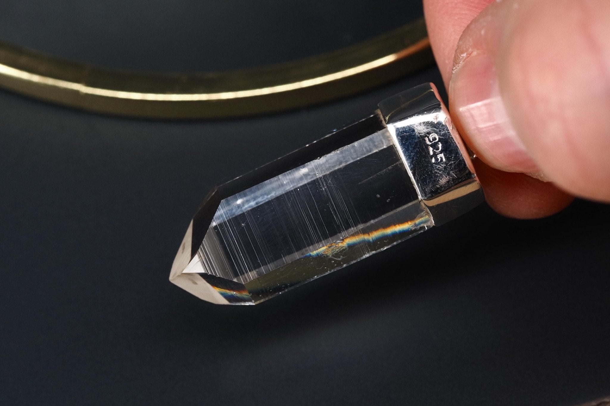 Lemurien Bergkristall Anhänger Silber Länge 39,1mm mit Öse