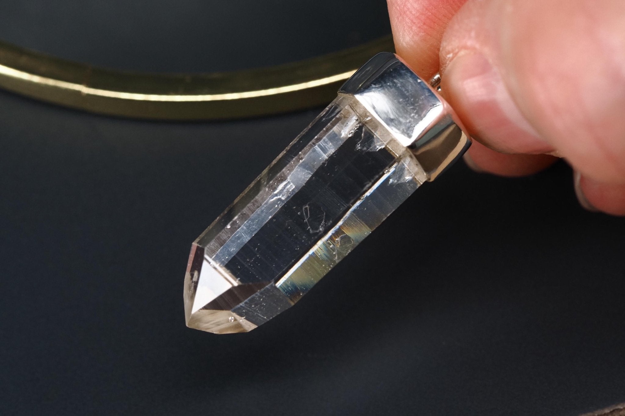 Lemurien Bergkristall Anhänger Silber Länge 39,1mm mit Öse