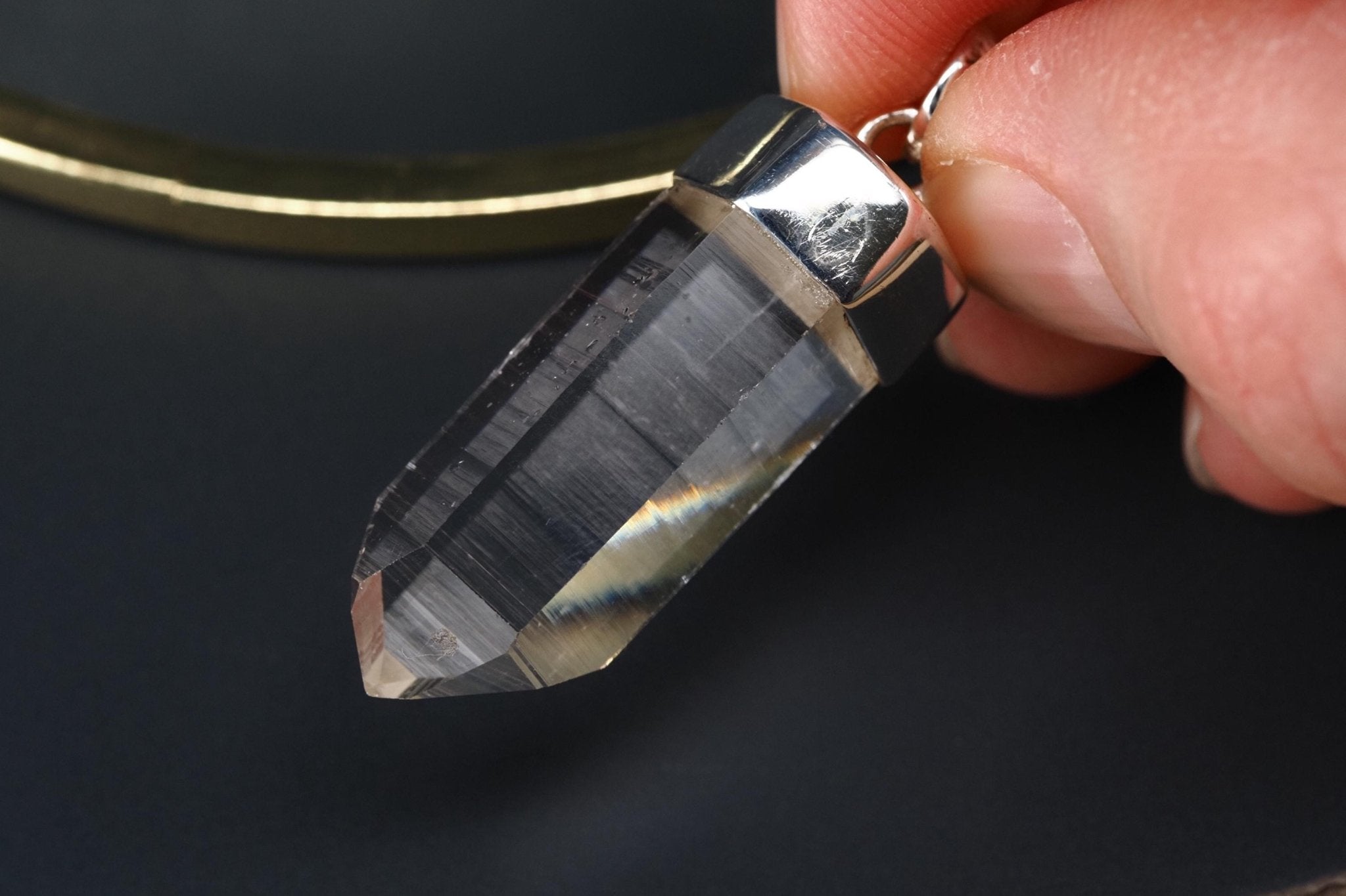 Lemurien Bergkristall Anhänger Silber Länge 39,1mm mit Öse