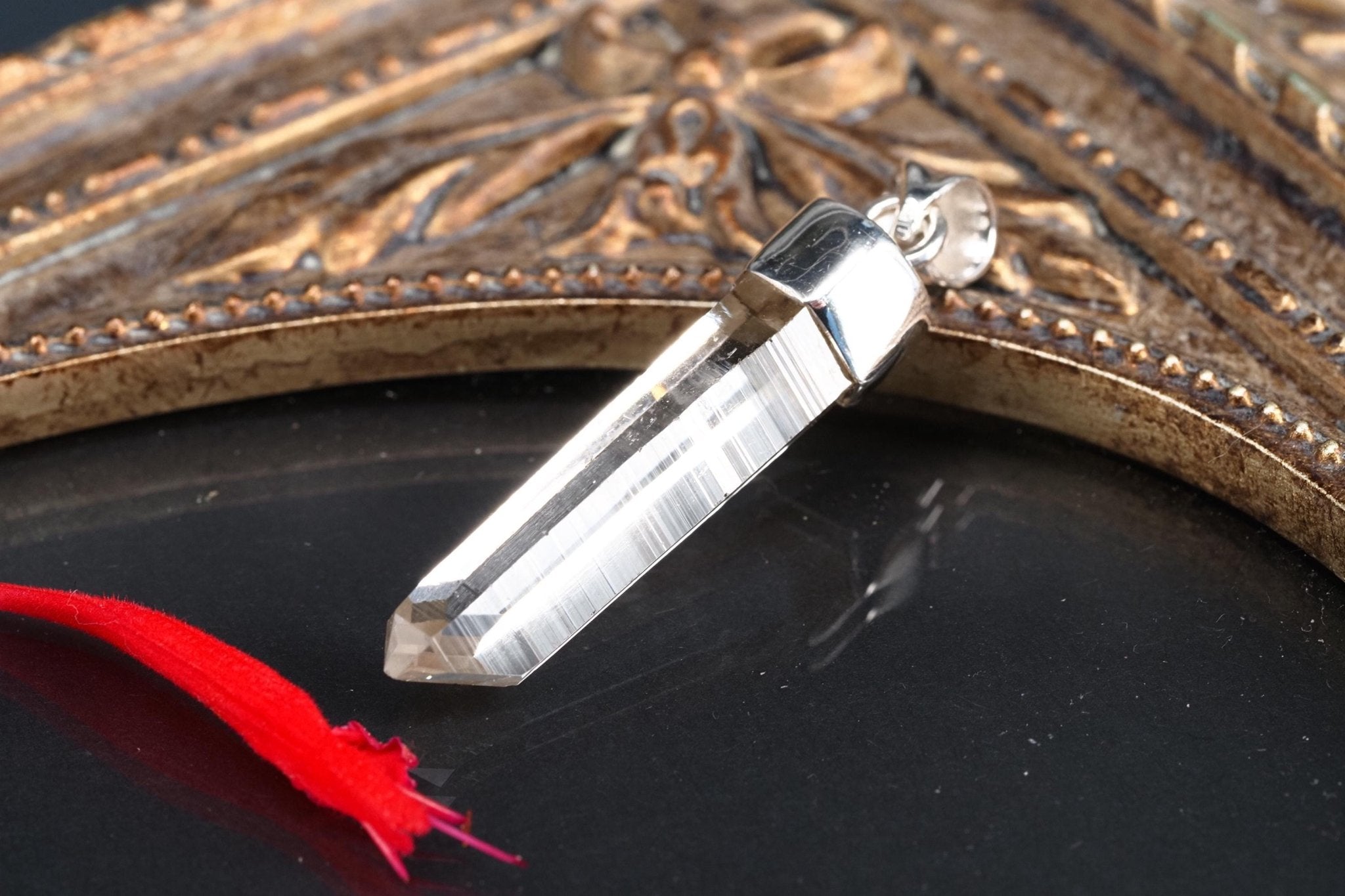 Lemurien Bergkristall Anhänger Silber Länge 40mm mit Öse