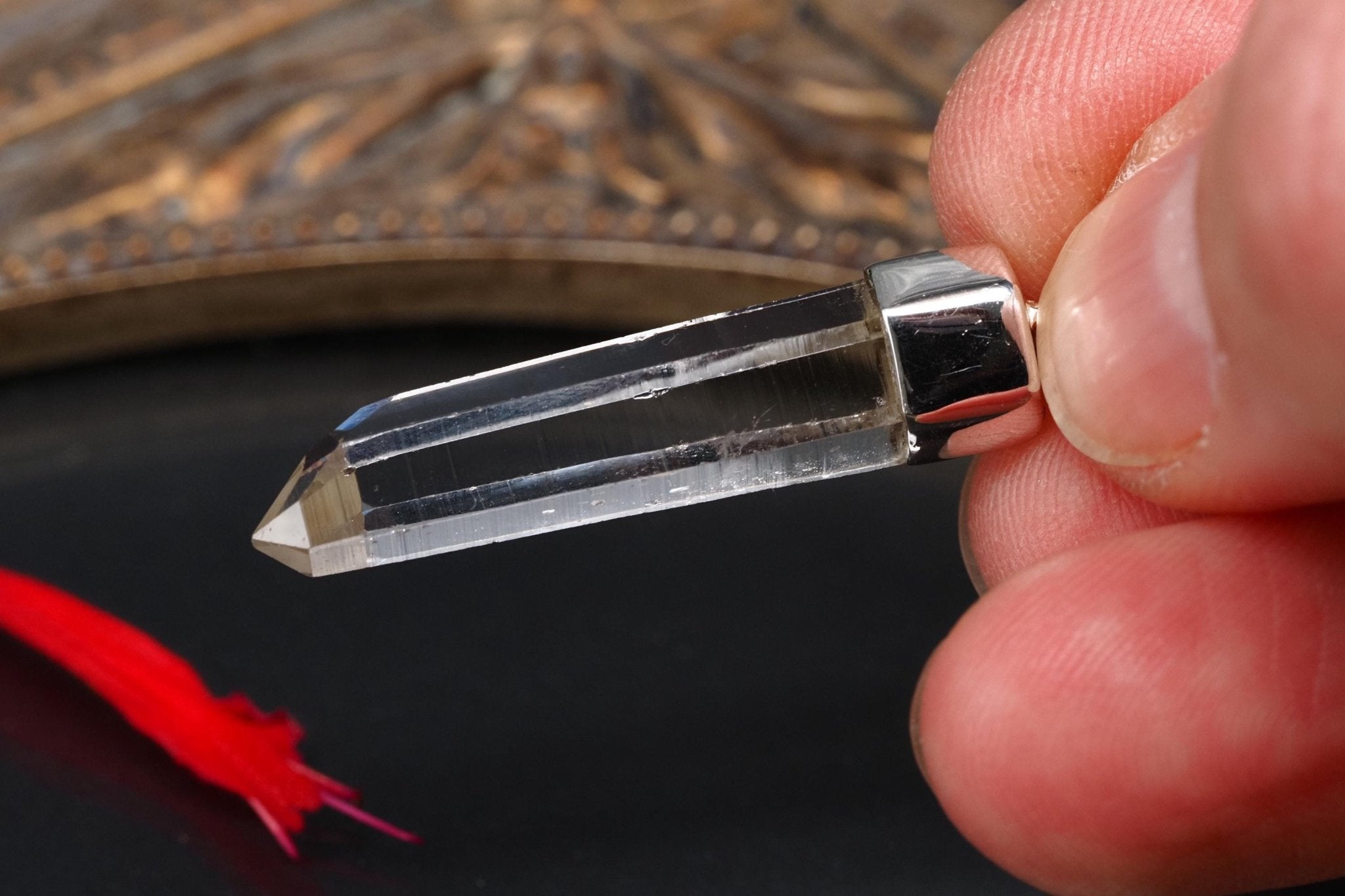 Lemurien Bergkristall Anhänger Silber Länge 40mm mit Öse