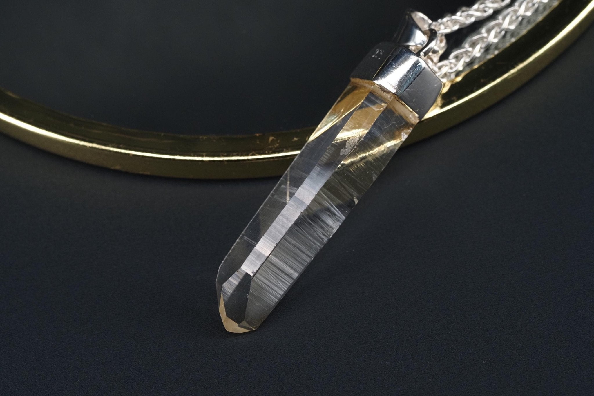 Lemurien Bergkristall Anhänger Silber Länge 42,8mm mit Öse