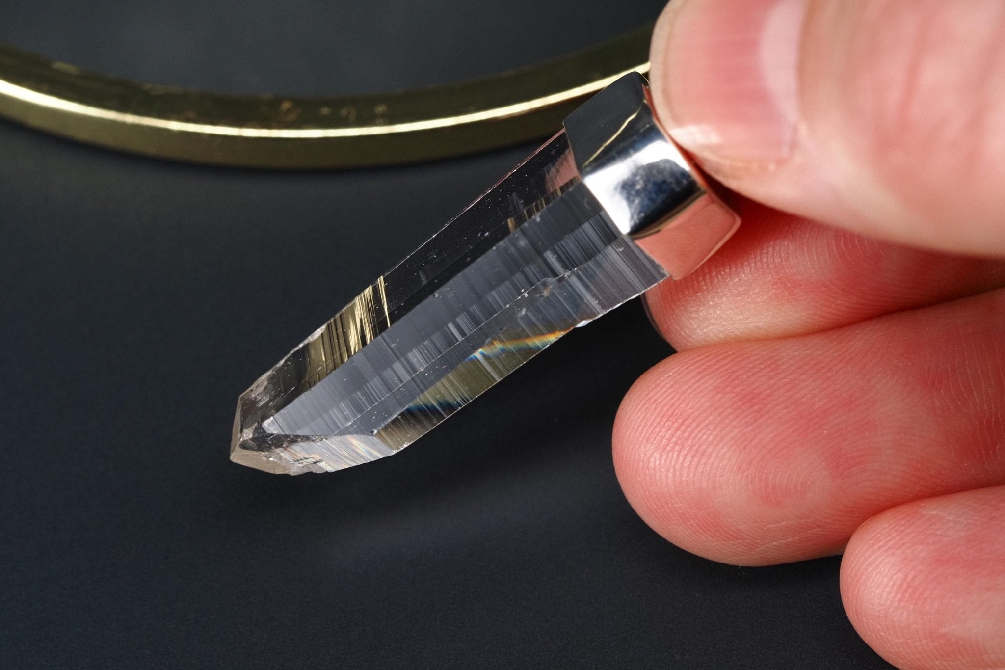 Lemurien Bergkristall Anhänger Silber Länge 42,9mm mit Öse