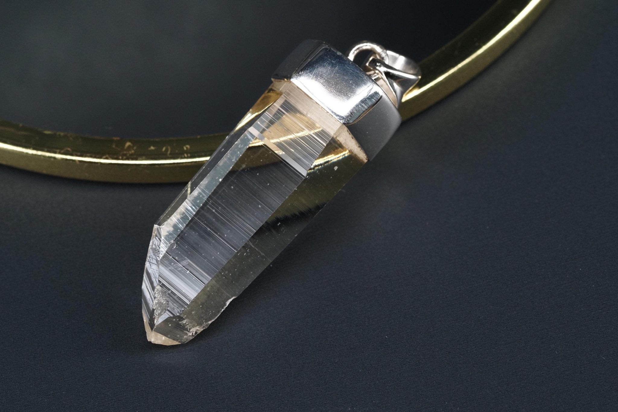 Lemurien Bergkristall Anhänger Silber Länge 42,9mm mit Öse