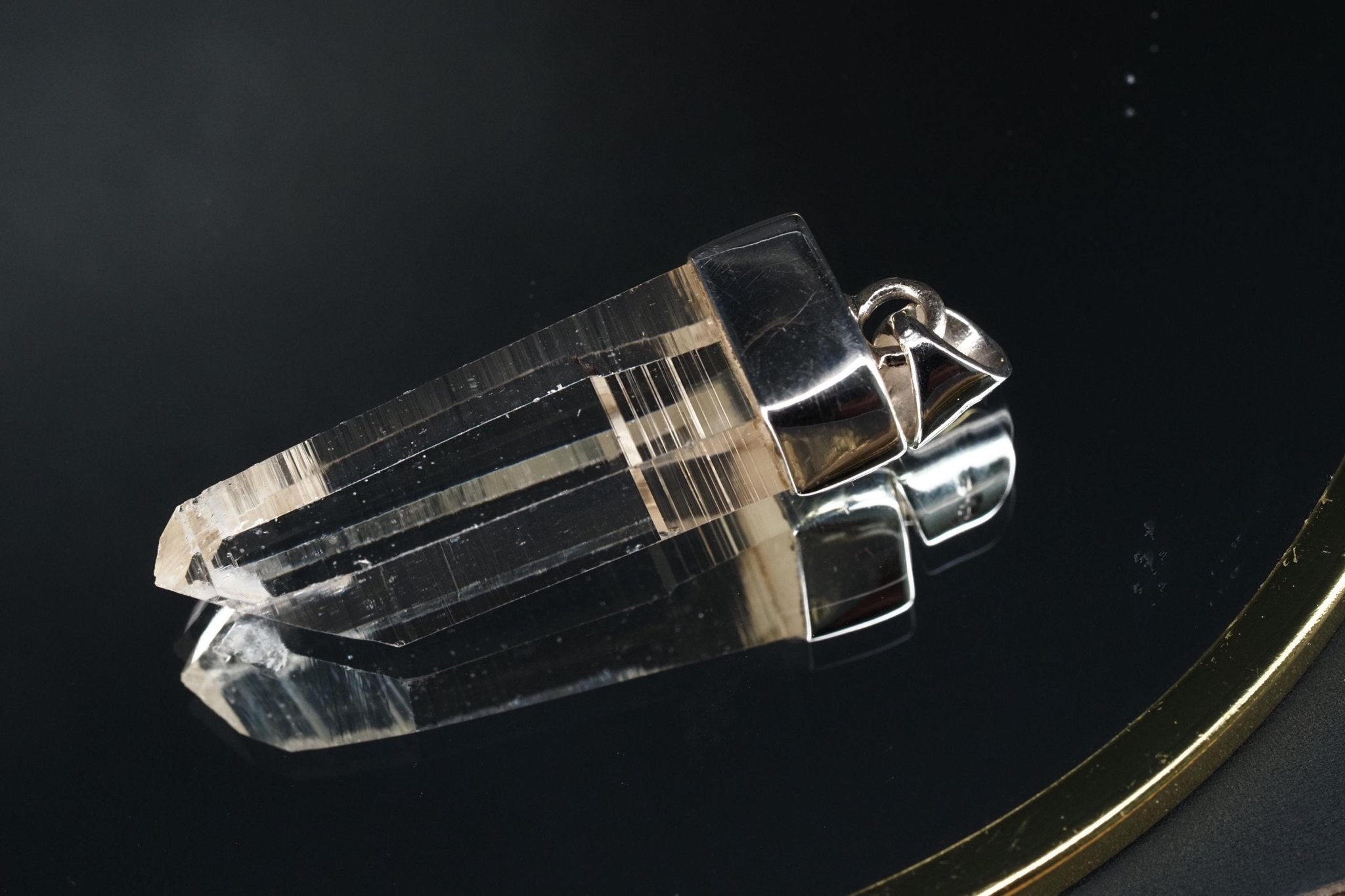 Lemurien Bergkristall Anhänger Silber Länge 42,9mm mit Öse