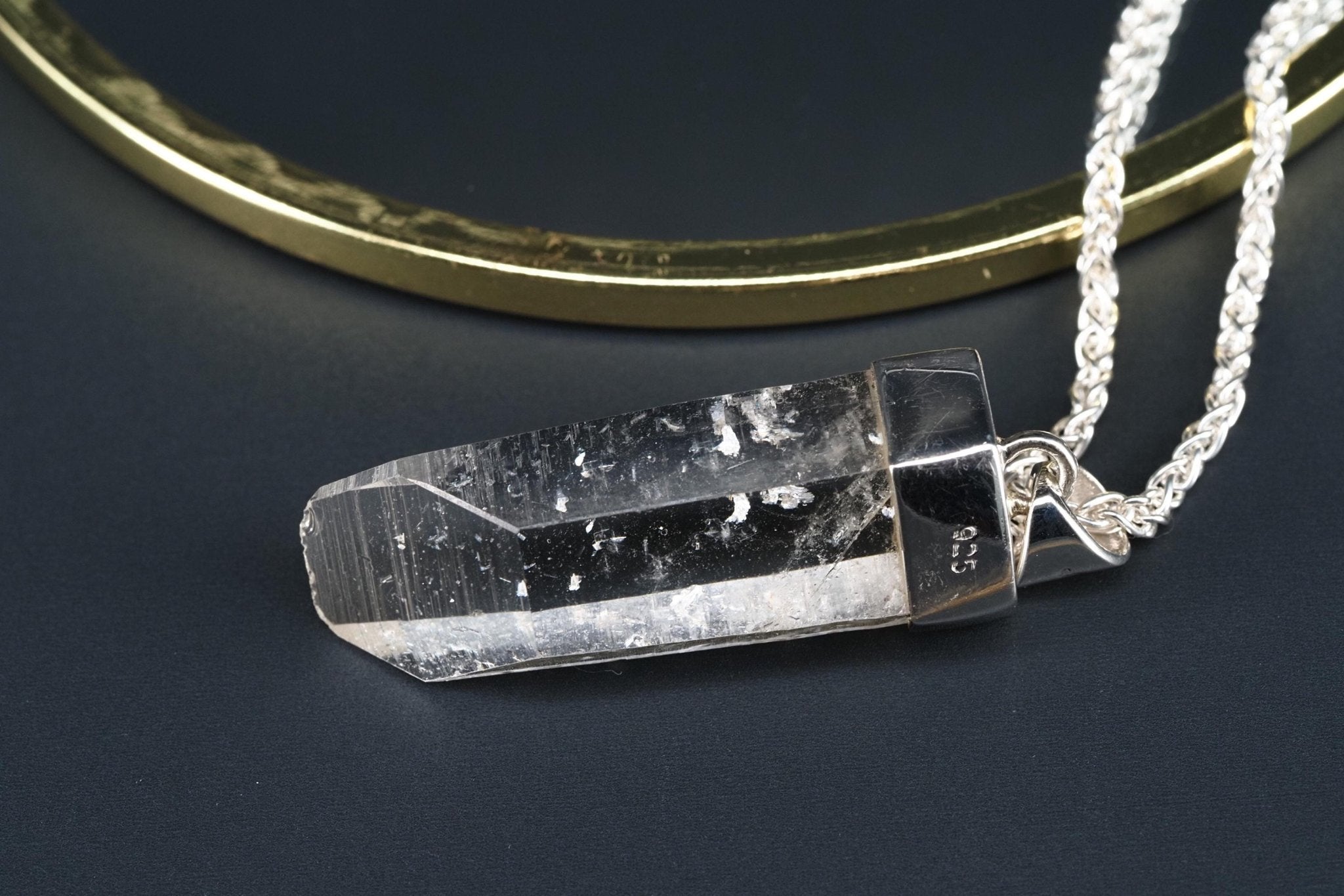 Lemurien Bergkristall Anhänger Silber Länge 45,5mm mit Öse