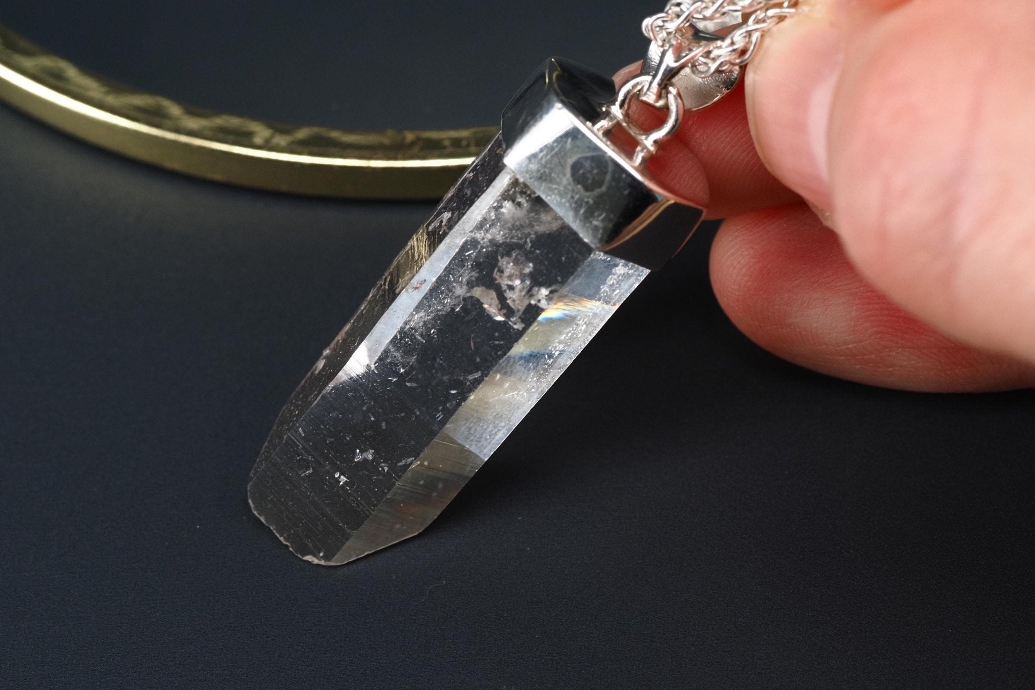 Lemurien Bergkristall Anhänger Silber Länge 45,5mm mit Öse