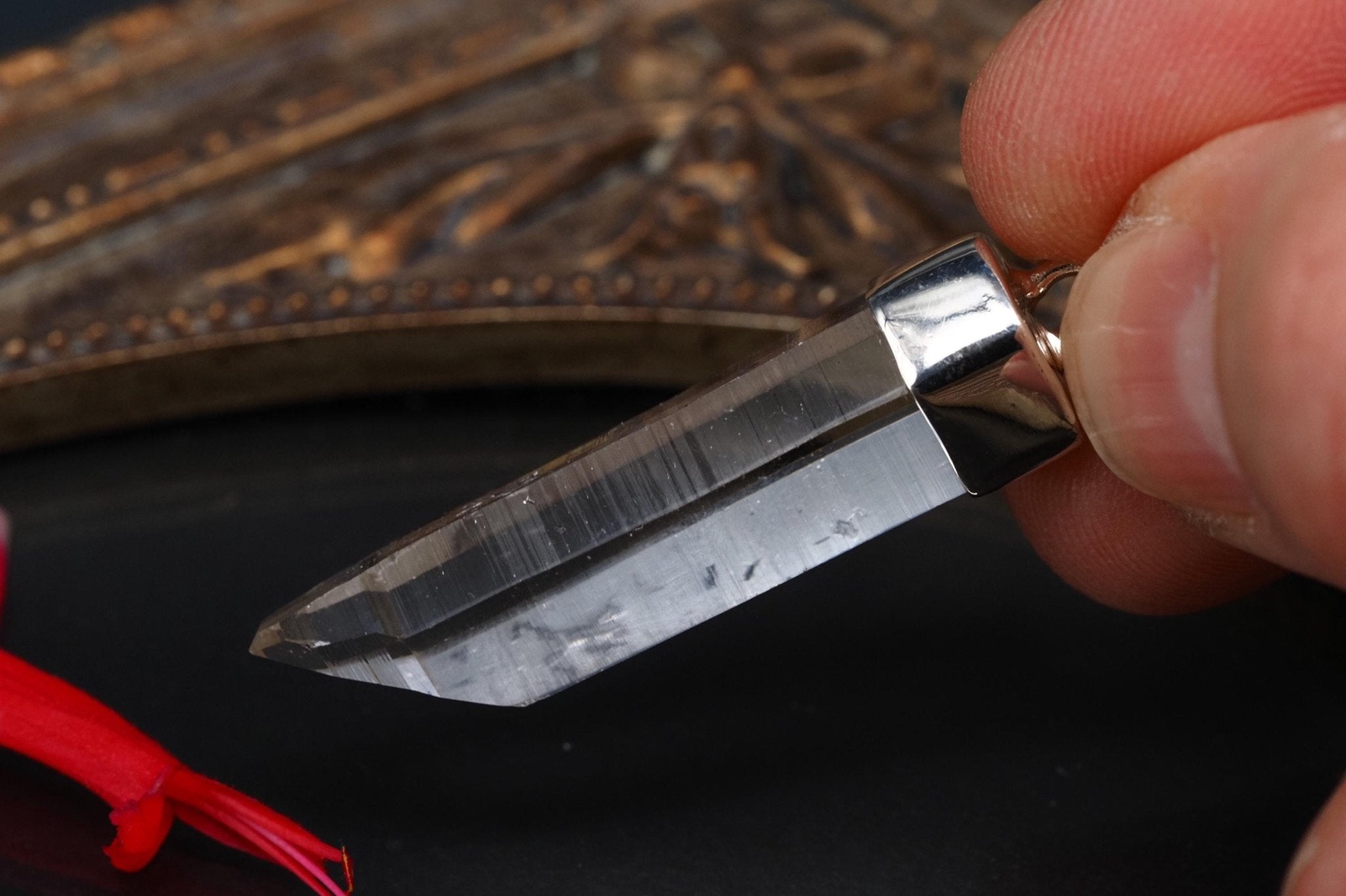 Lemurien Bergkristall Anhänger Silber Länge 45mm mit Öse