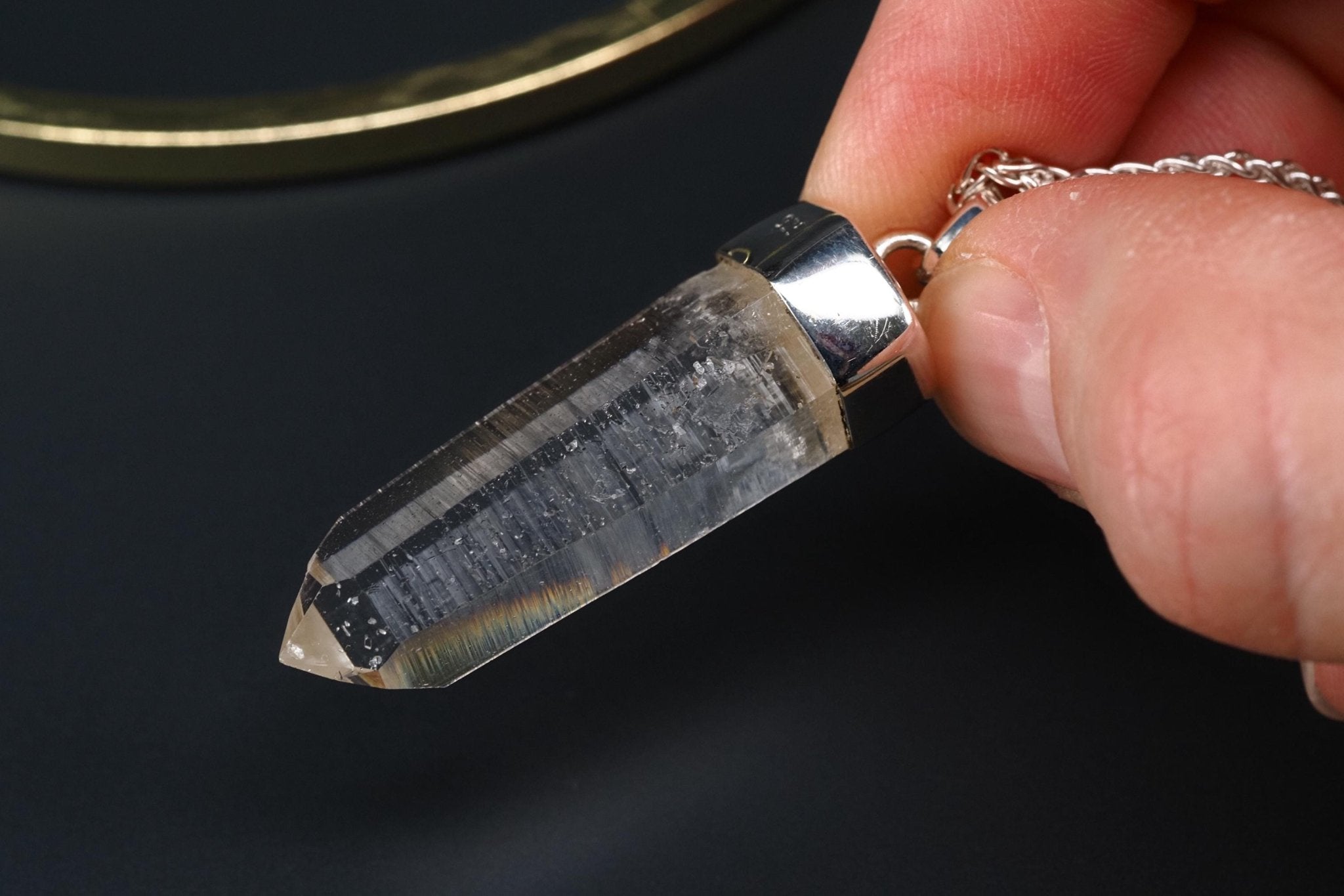 Lemurien Bergkristall Anhänger Silber Länge 45mm mit Öse