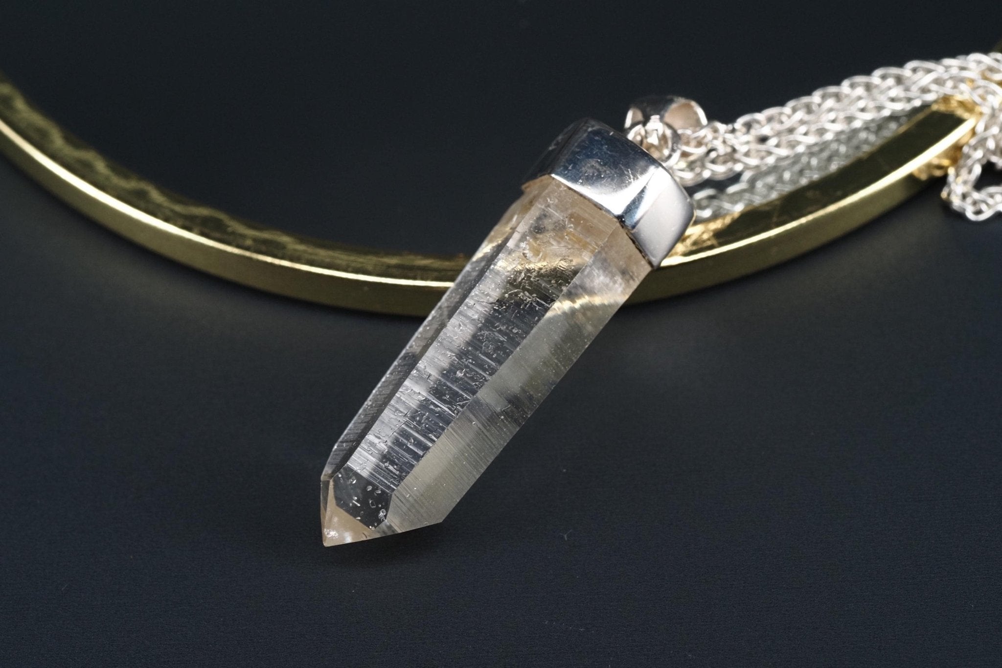 Lemurien Bergkristall Anhänger Silber Länge 45mm mit Öse