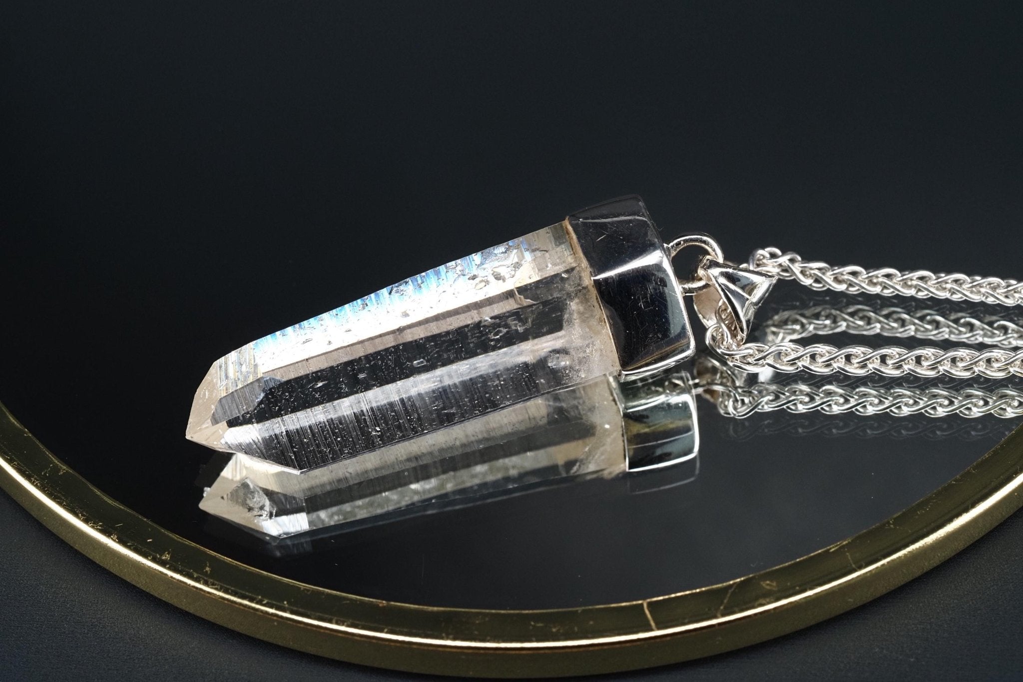 Lemurien Bergkristall Anhänger Silber Länge 45mm mit Öse