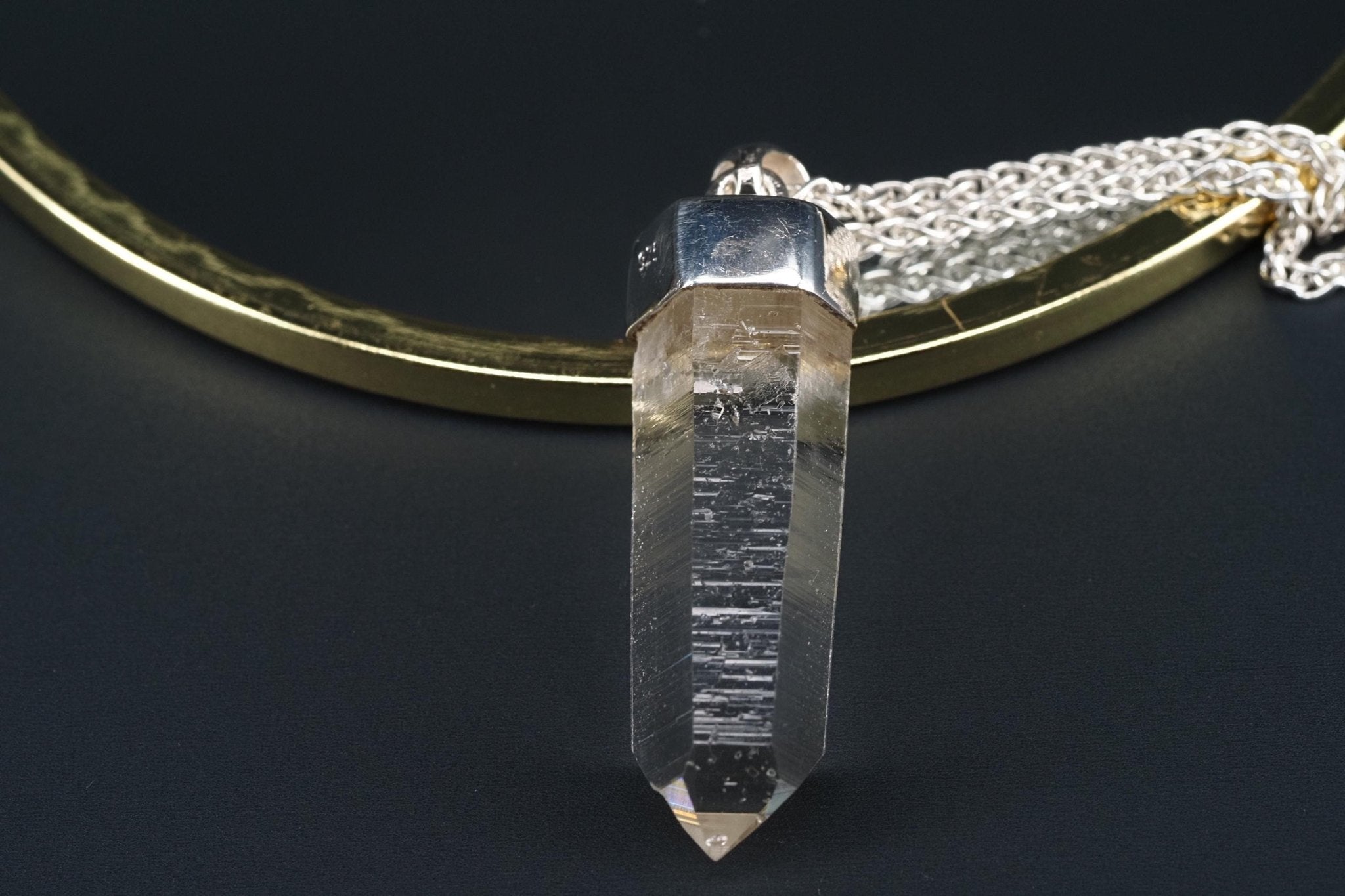 Lemurien Bergkristall Anhänger Silber Länge 45mm mit Öse