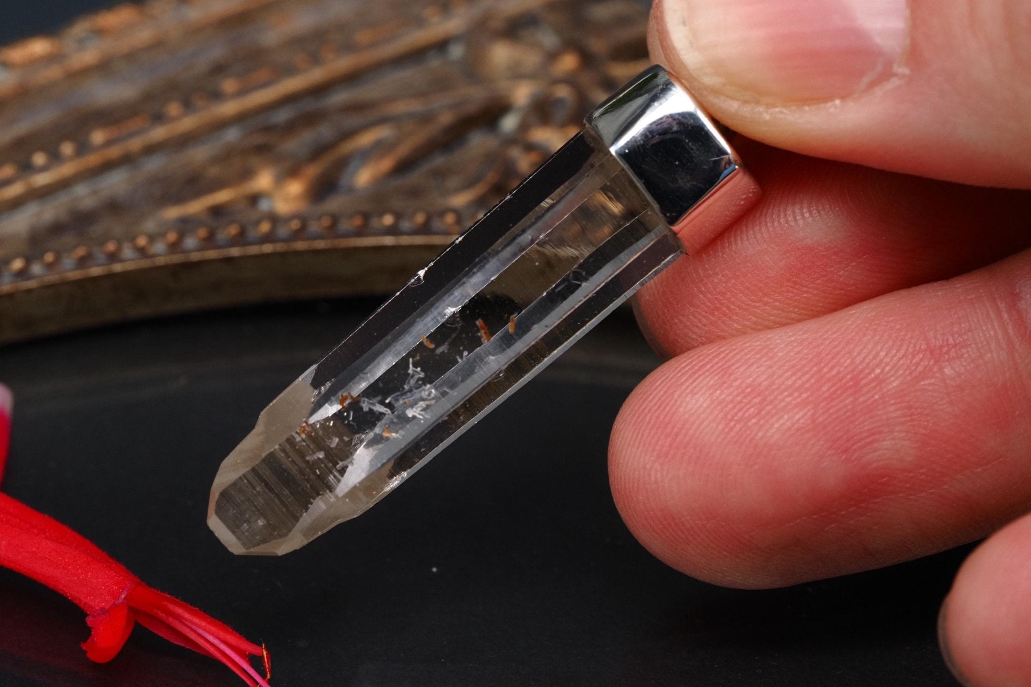 Lemurien Bergkristall Anhänger Silber Länge 45mm mit Öse