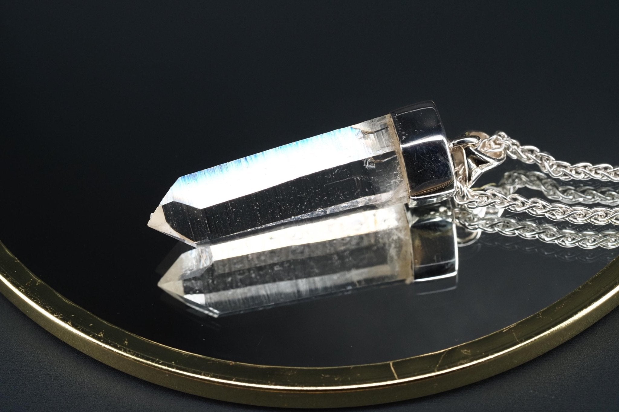 Lemurien Bergkristall Anhänger Silber Länge 45mm mit Öse