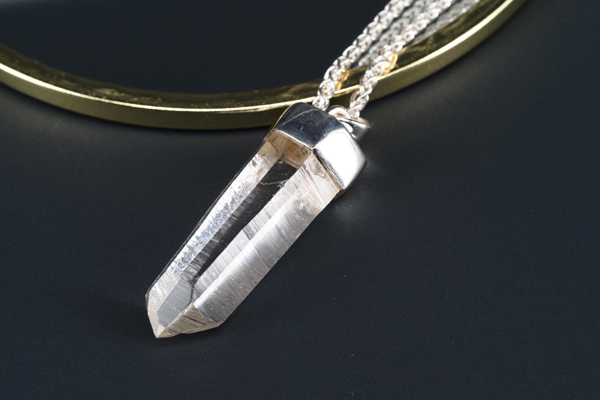 Lemurien Bergkristall Anhänger Silber Länge 45mm mit Öse