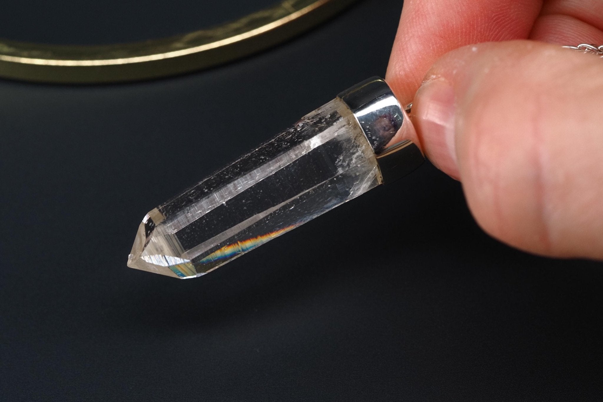 Lemurien Bergkristall Anhänger Silber Länge 45mm mit Öse