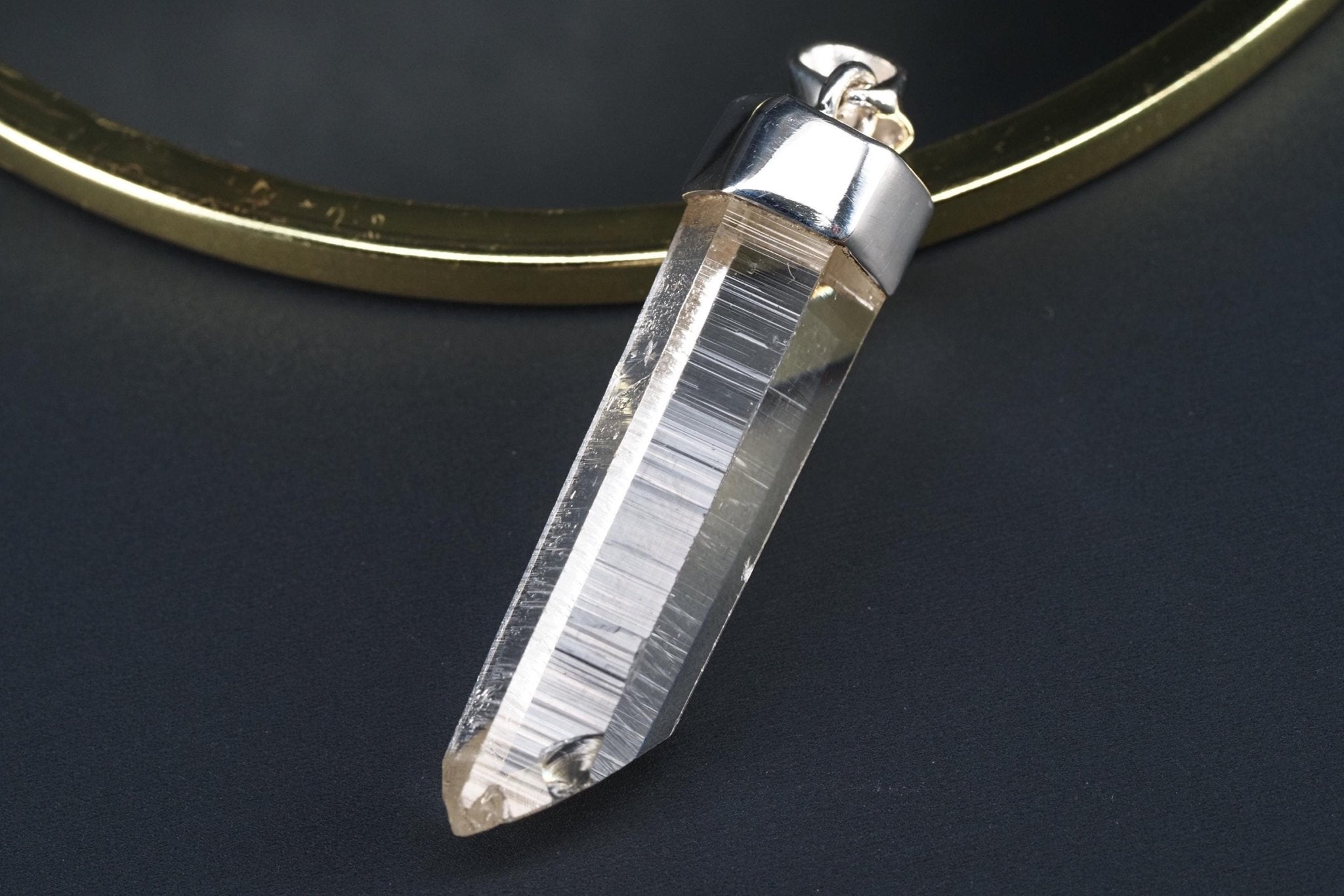 Lemurien Bergkristall Anhänger Silber Länge 46,9mm mit Öse