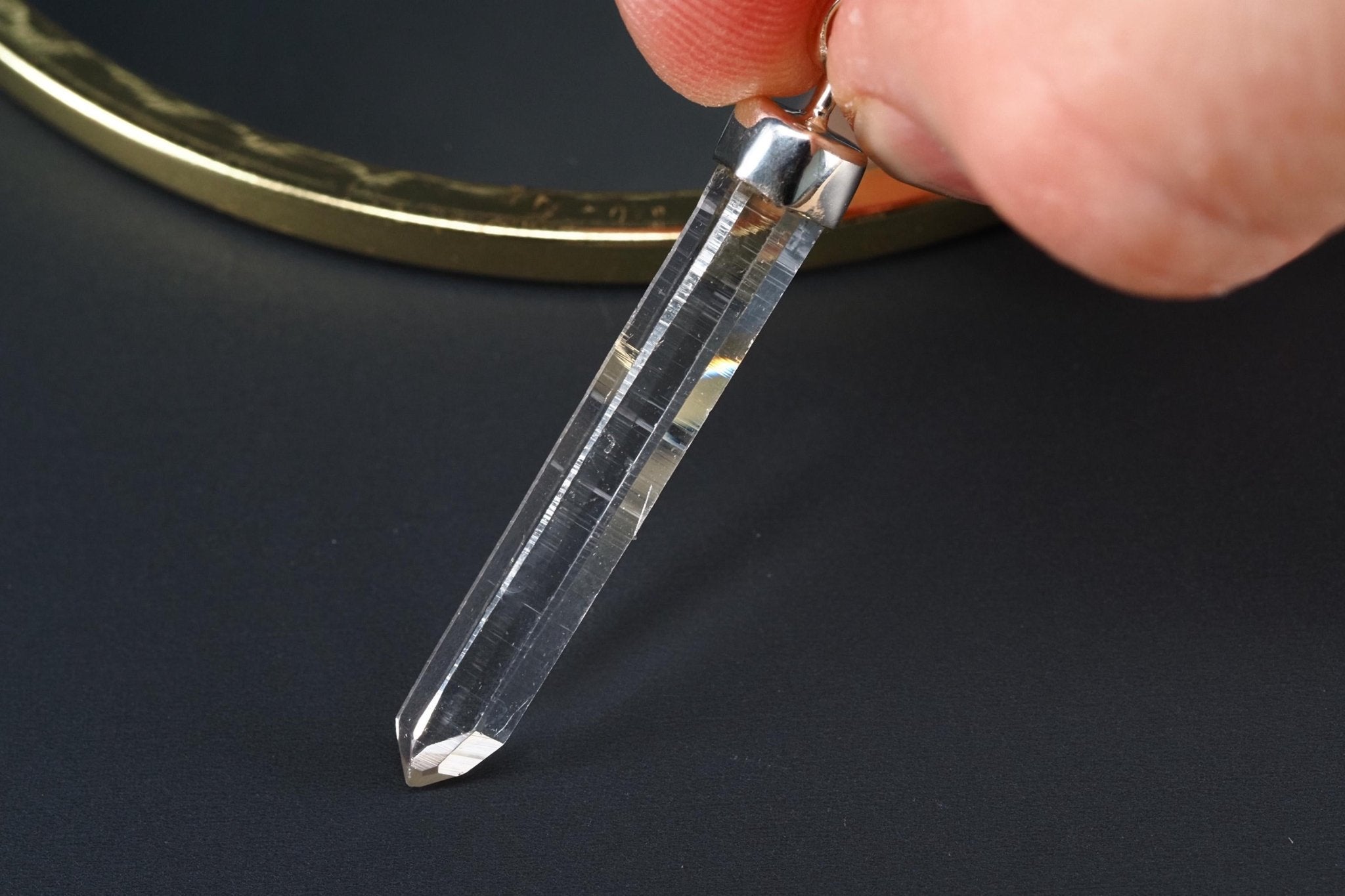 Lemurien Bergkristall Anhänger Silber Länge 46mm mit Öse