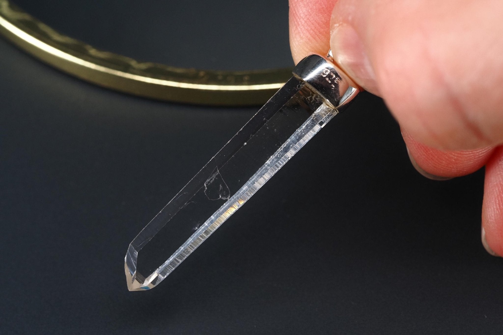 Lemurien Bergkristall Anhänger Silber Länge 46mm mit Öse