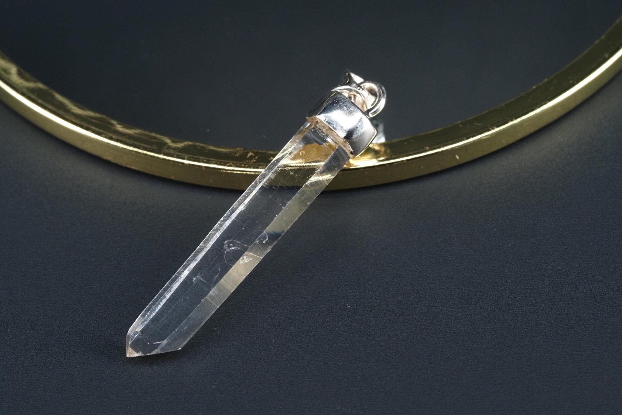 Lemurien Bergkristall Anhänger Silber Länge 46mm mit Öse