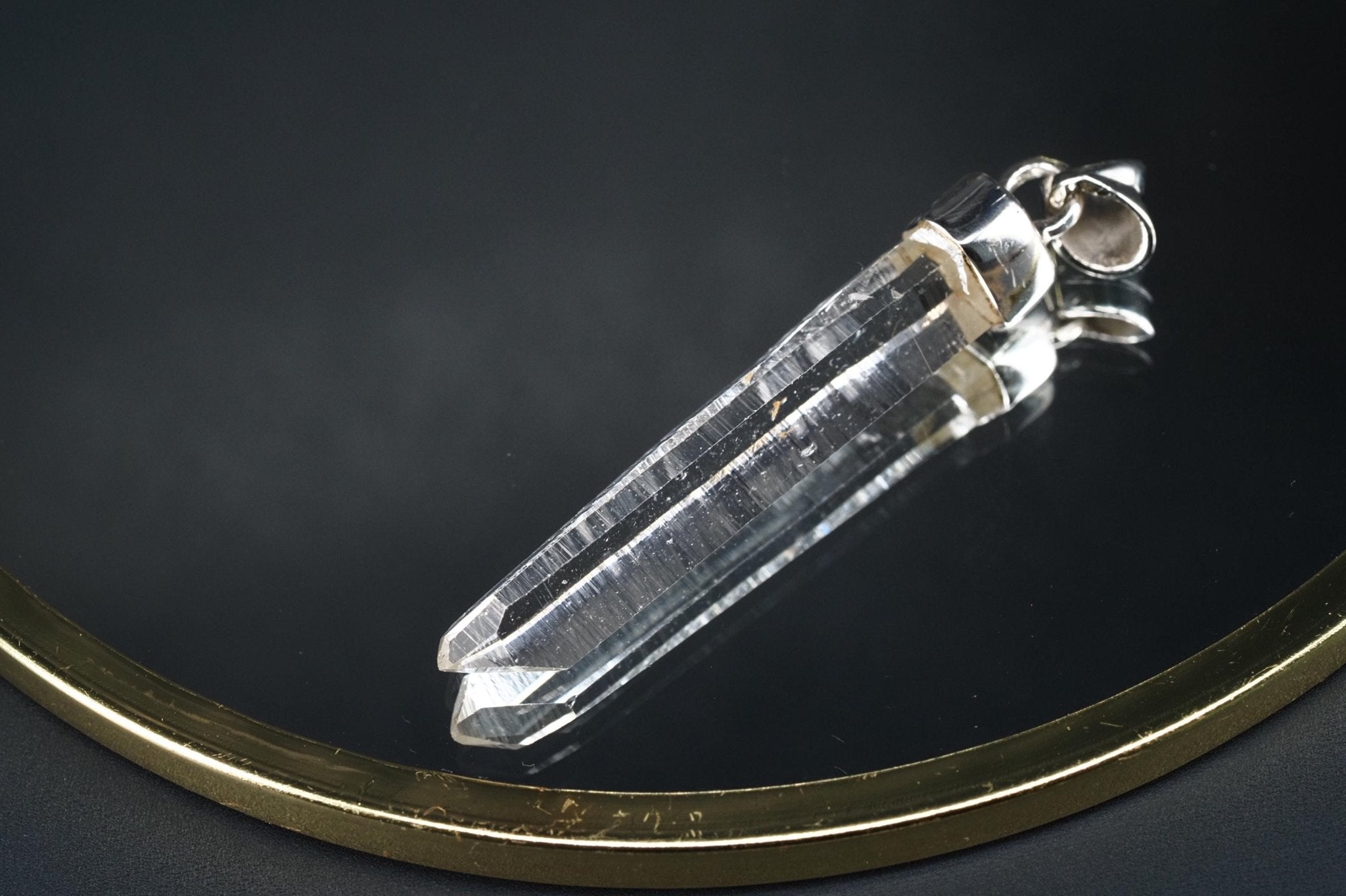 Lemurien Bergkristall Anhänger Silber Länge 49,7mm mit Öse