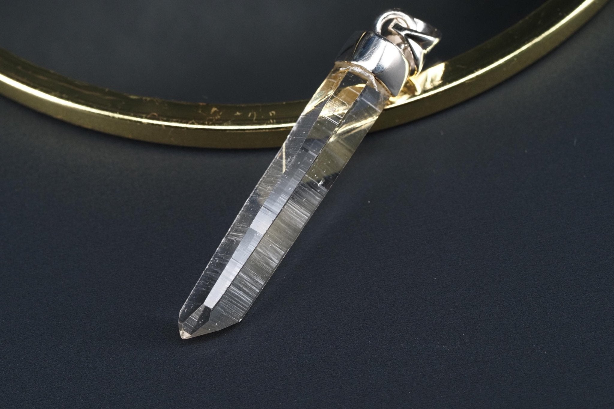 Lemurien Bergkristall Anhänger Silber Länge 49,7mm mit Öse