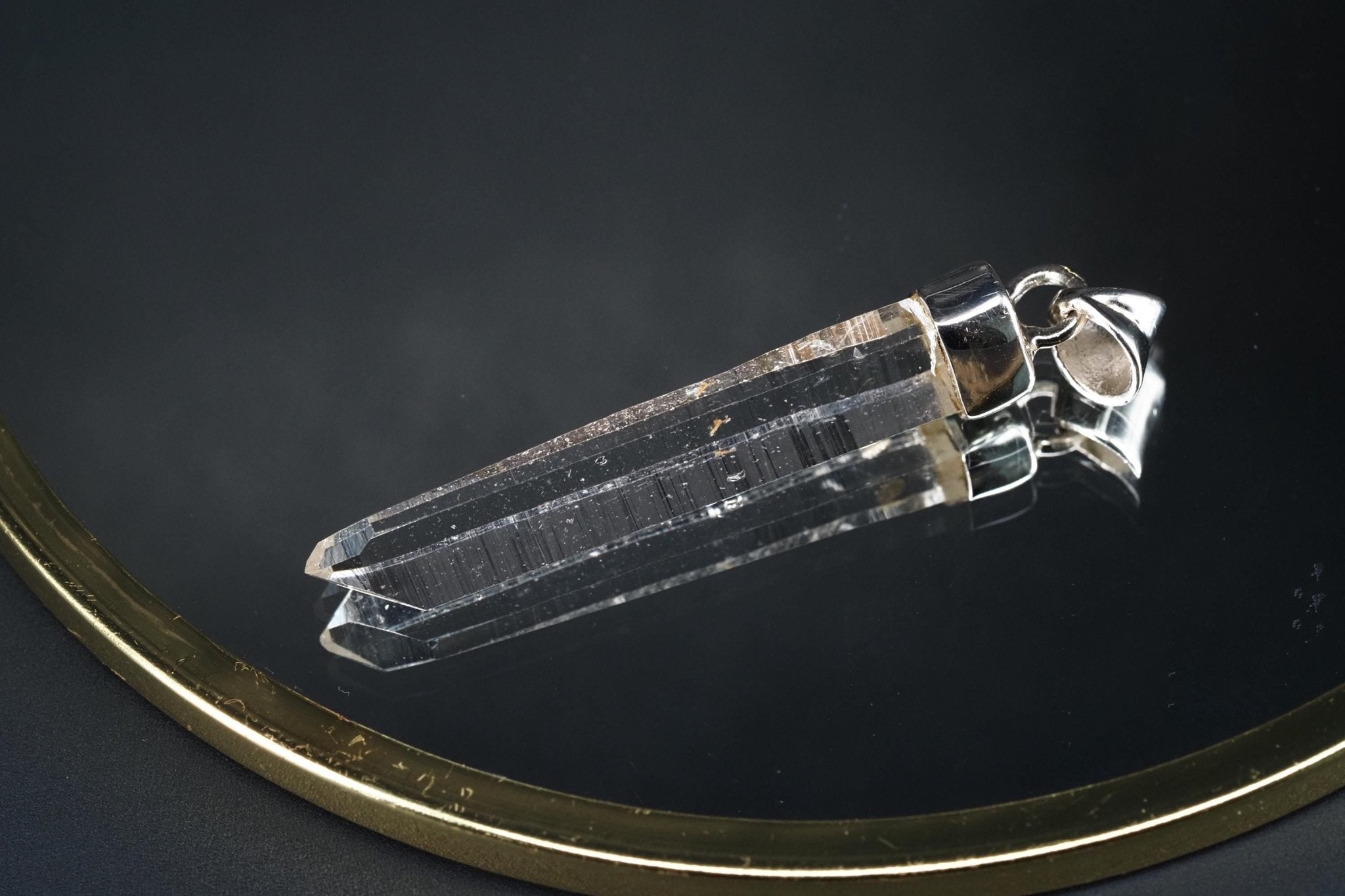 Lemurien Bergkristall Anhänger Silber Länge 49,7mm mit Öse