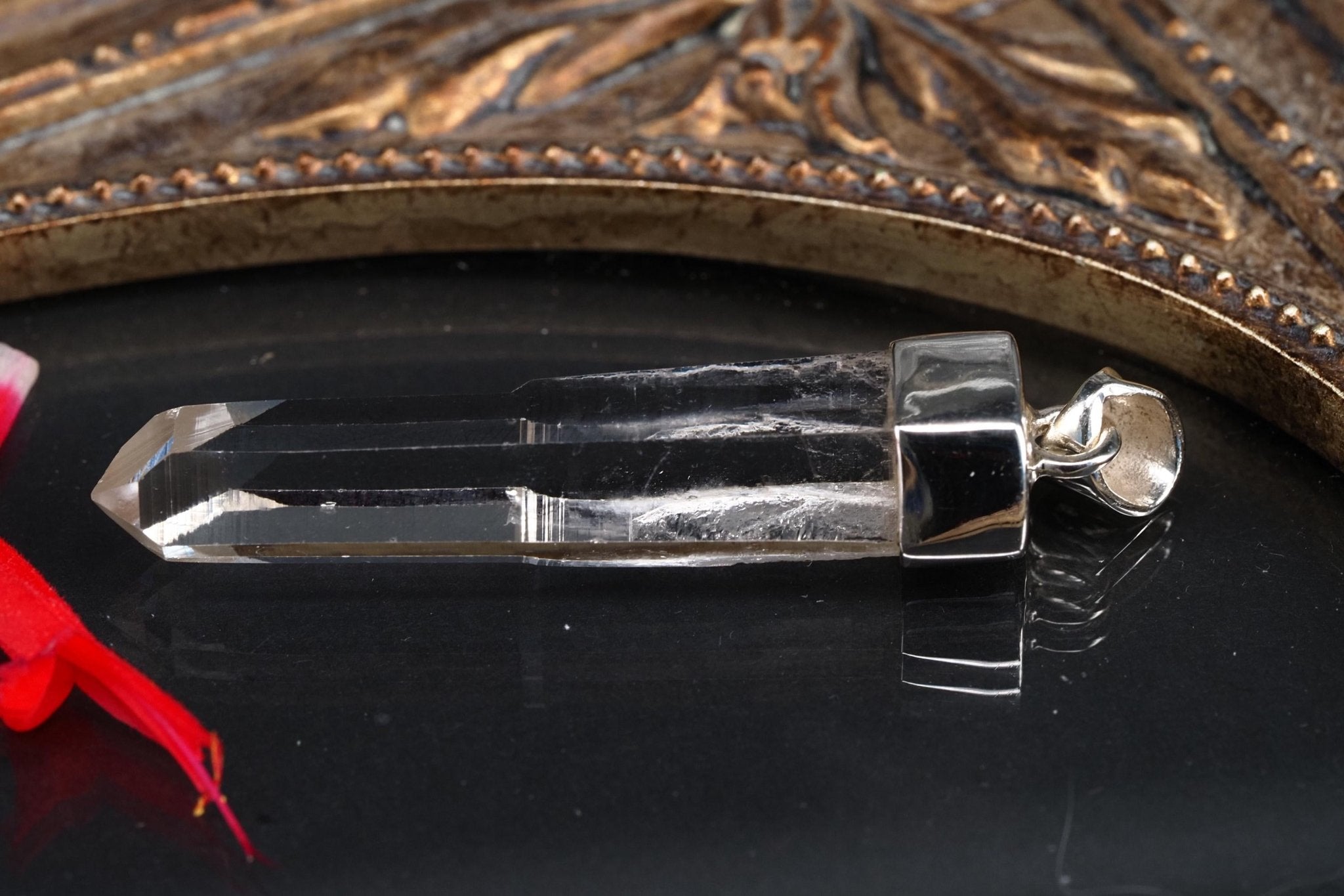 Lemurien Bergkristall Anhänger Silber Länge 49,8mm mit Öse