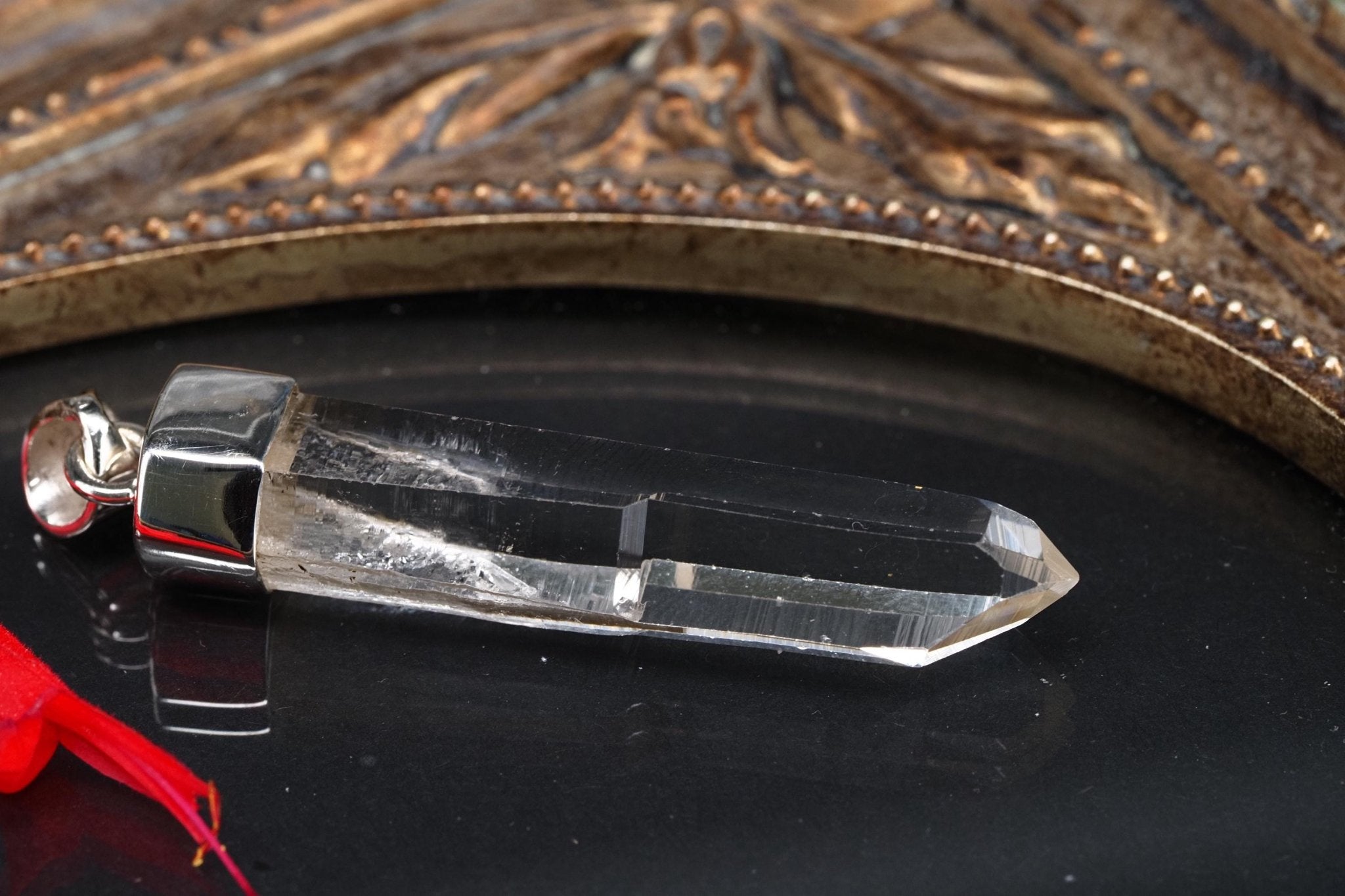 Lemurien Bergkristall Anhänger Silber Länge 49,8mm mit Öse