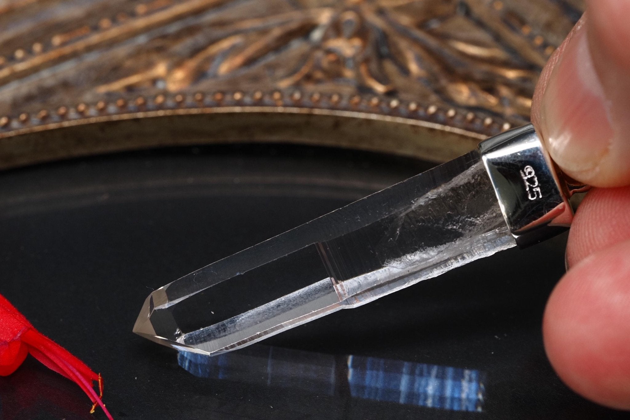 Lemurien Bergkristall Anhänger Silber Länge 49,8mm mit Öse