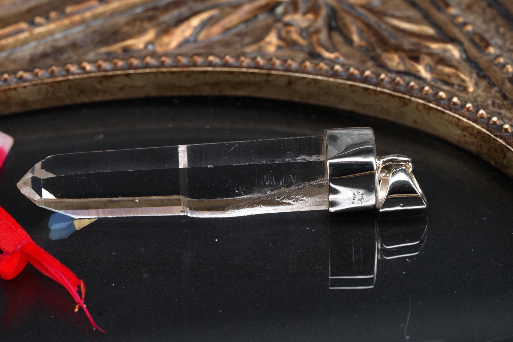 Lemurien Bergkristall Anhänger Silber Länge 49,8mm mit Öse