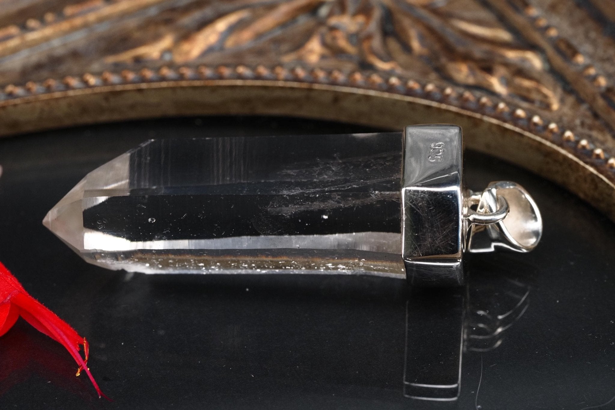 Lemurien Bergkristall Anhänger Silber Länge 49mm mit Öse