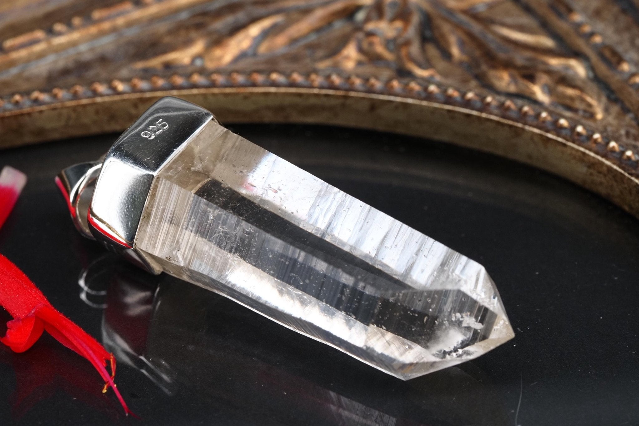 Lemurien Bergkristall Anhänger Silber Länge 49mm mit Öse