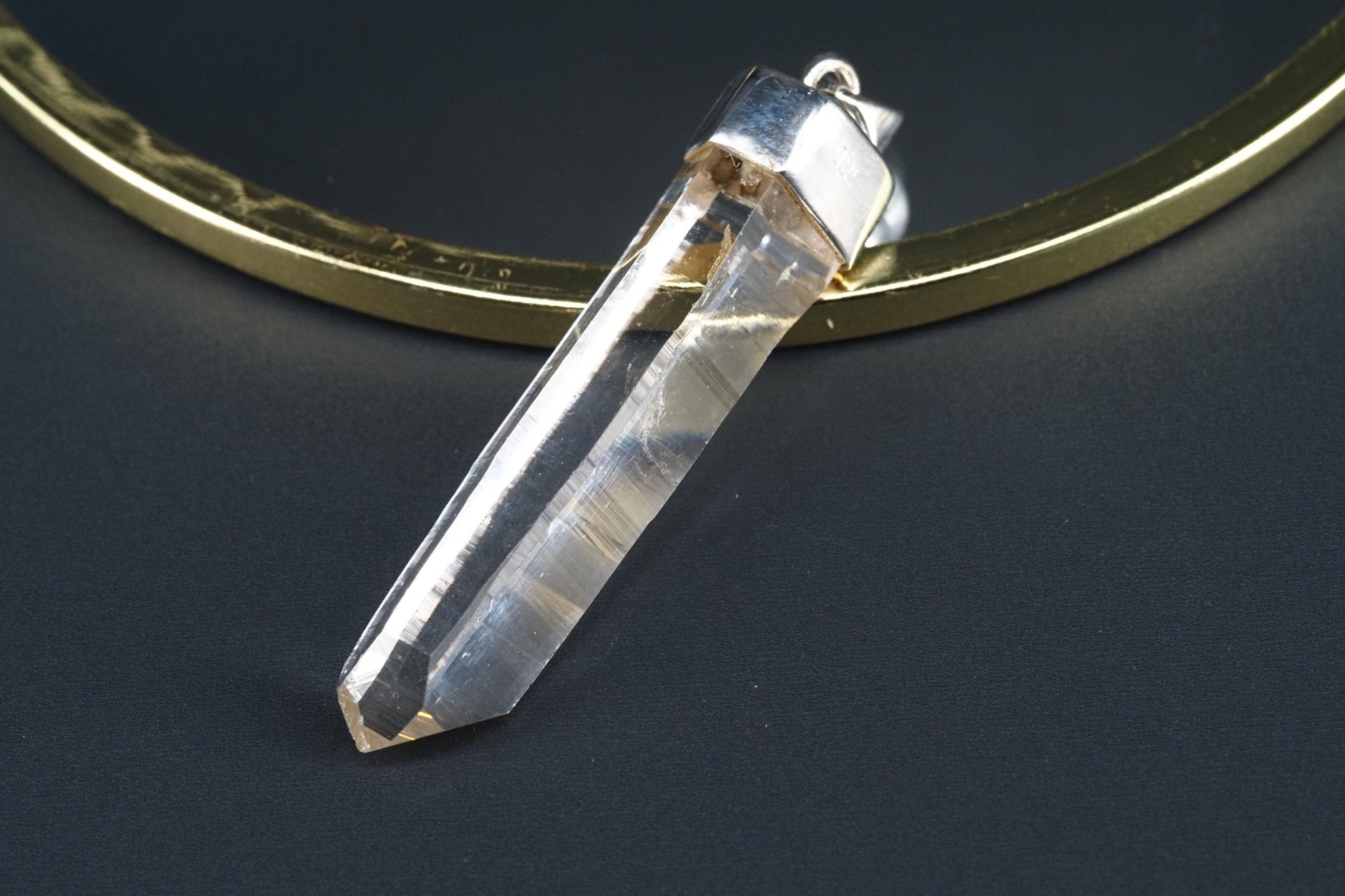 Lemurien Bergkristall Anhänger Silber Länge 50mm mit Öse